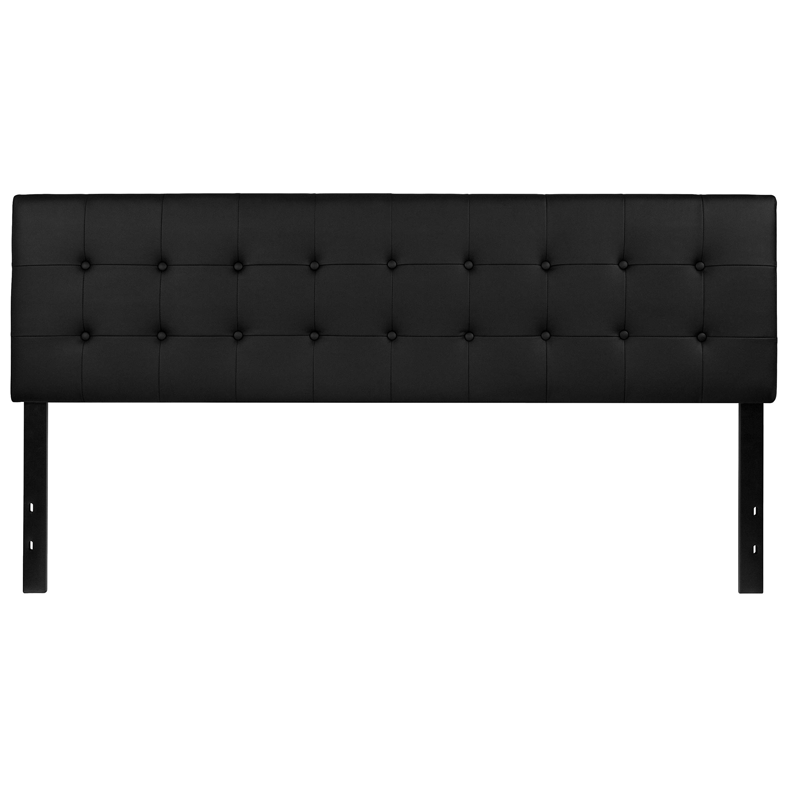 BSD National Supplies Andover King Size Black Vinyl Upholstered Tufted Headboard - Luxury Bedroom Decor for Master Suite & Guest Room