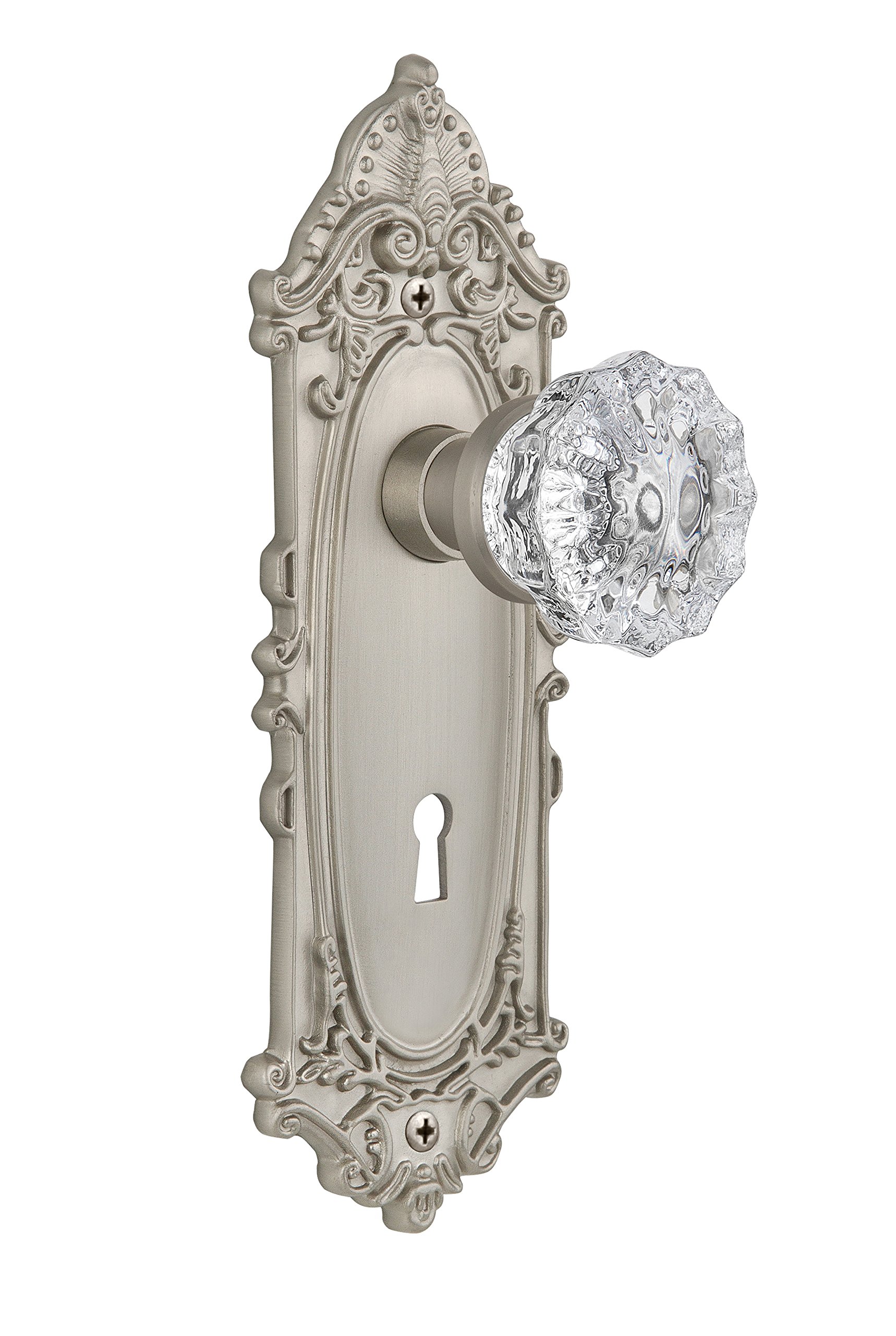 Vintage Victorian Crystal Door Knob with Keyhole - Antique Style Cabinet & Furniture Hardware for Home Decor (Ideal for Bedroom, Bathroom, Closet Doors)
