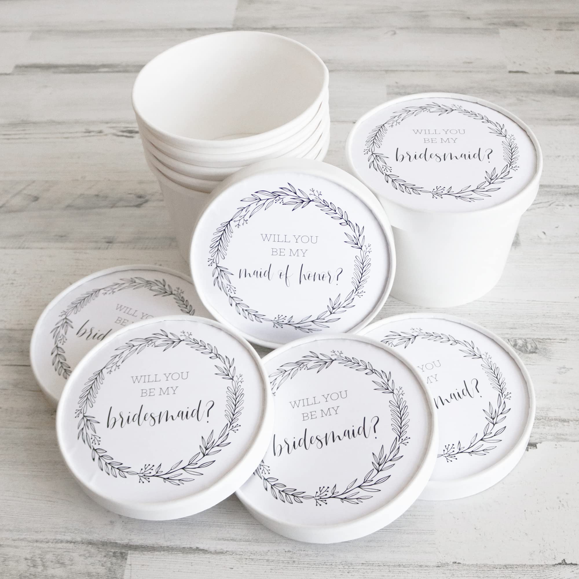 ModParty Bridesmaid Proposal Box Set of 6 - 1 Maid of Honor & 5 Bridesmaid Gift Boxes | Round Wedding Party Proposal Boxes for Bridal Shower, Bachelorette Party & Wedding Planning