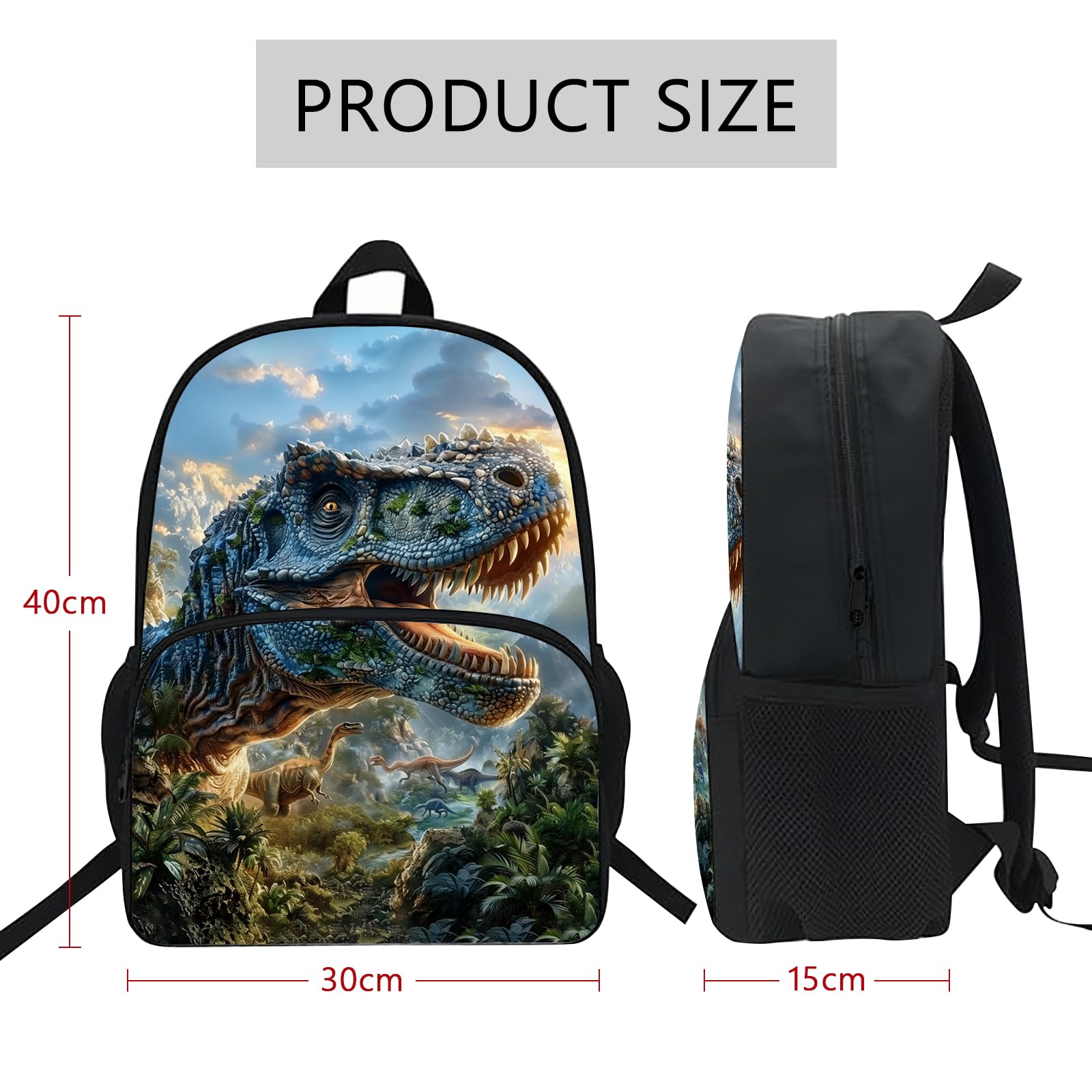 KOYI Dinosaur Backpack for Boys - Waterproof School Bag for Kids 3-12, Travel & Daily Use
