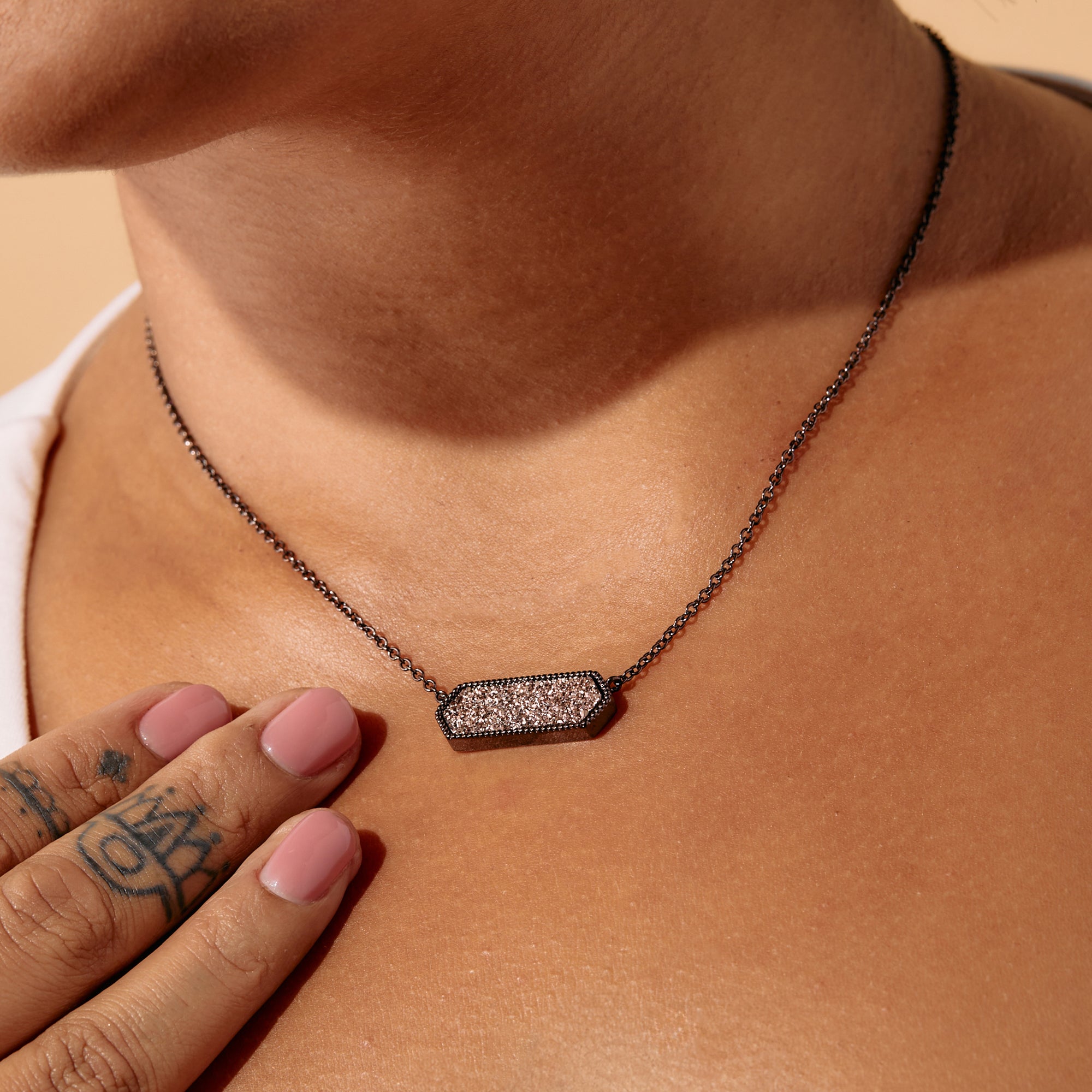 Sparkling Pink Druzy Crystal Pendant Necklace for Women - Elegant Layering Jewelry for Parties, Weddings & Everyday Wear