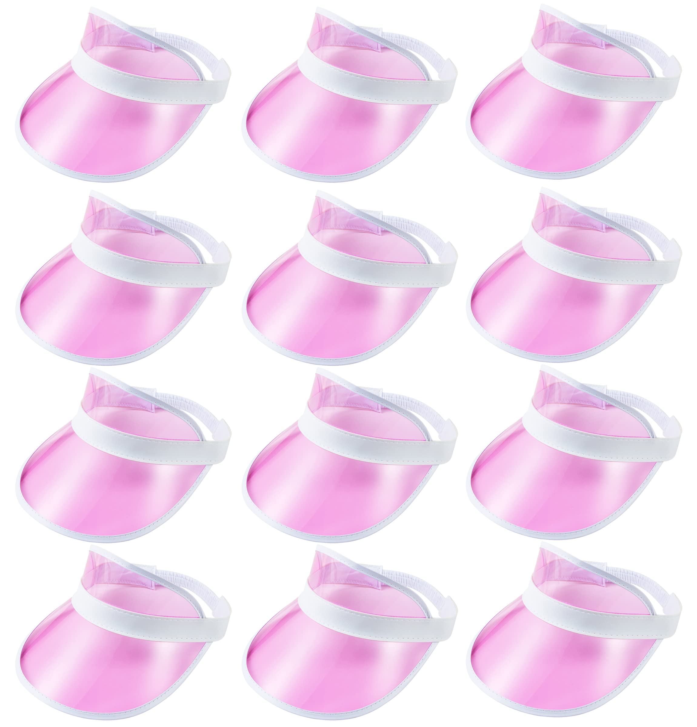 12 Pack Women's UV Protection Sun Visor Hats - Breathable Clear Brim Golf & Beach Hat for Outdoor Sports, Gardening, Hiking, and Summer Parties