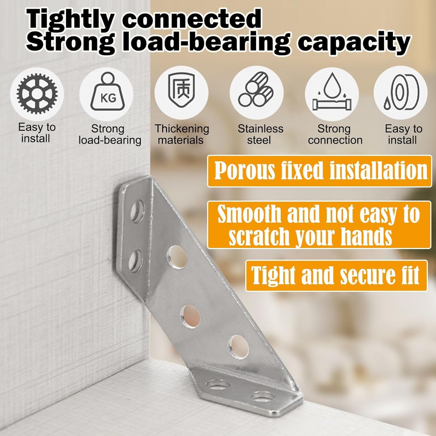 20PCS Universal Stainless Steel Furniture Corner Connectors - Heavy Duty Angle Fastener Brackets with Screws for Wood Furniture, Cabinets, Shelves & DIY Projects - Metal Triangle Braces for Secure Joints & Sturdy Construction