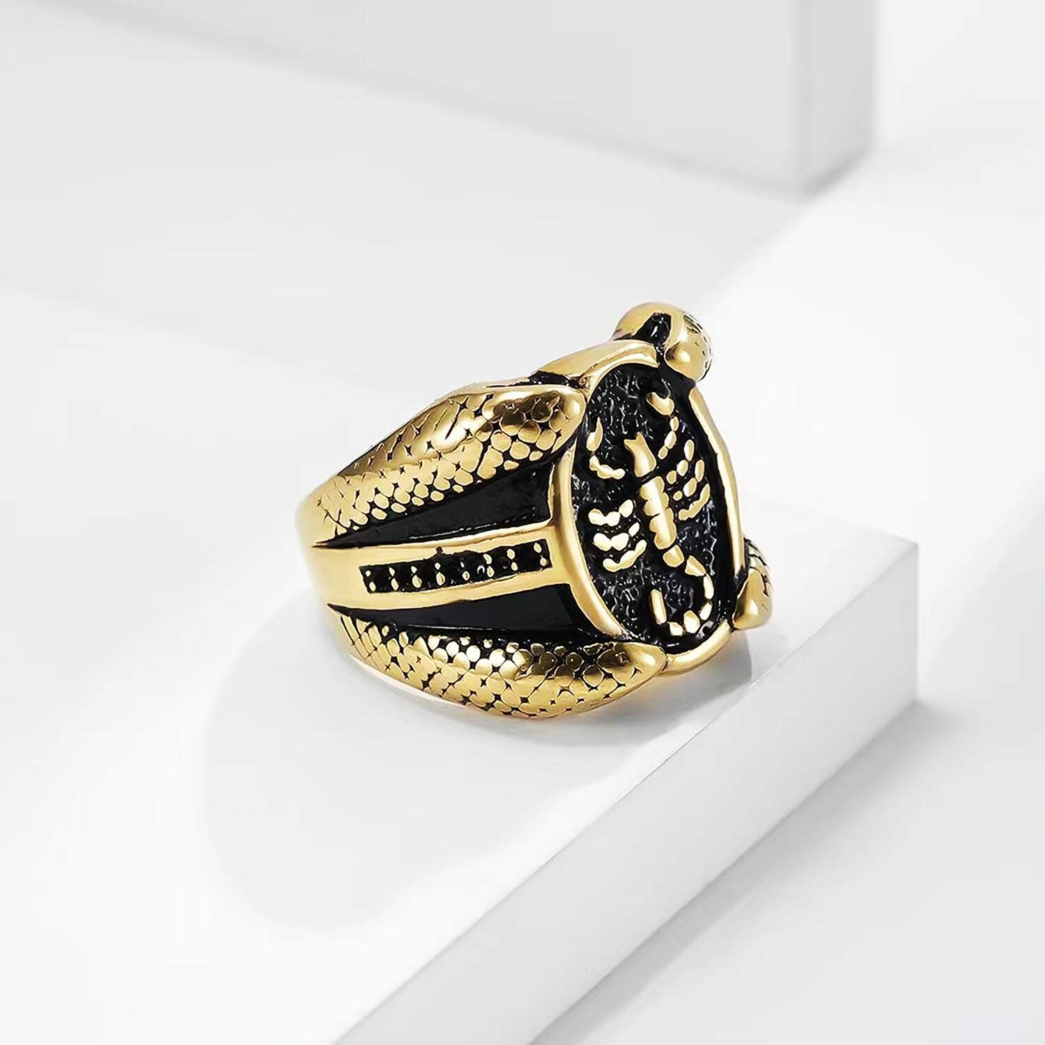 Gothic Scorpion Ring for Men - 316L Stainless Steel Punk Jewelry with Iced Out Design | Biker, Hip Hop, Cocktail Party Fashion Accessory | Perfect for Halloween, Gothic Weddings & Alternative Style Outfits