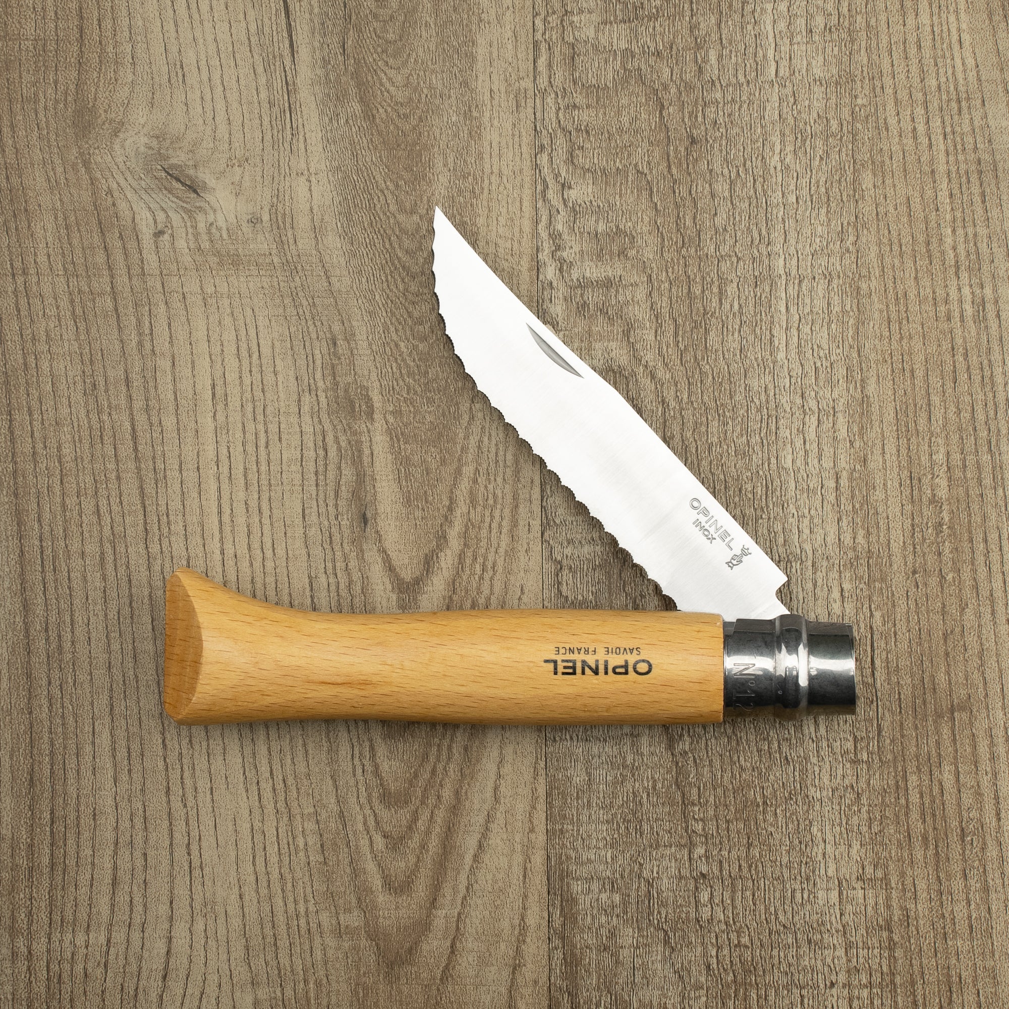 Opinel No.12 Stainless Steel Folding Knife with Serrated Edge - Perfect for Camping, Hiking & Outdoor Adventures