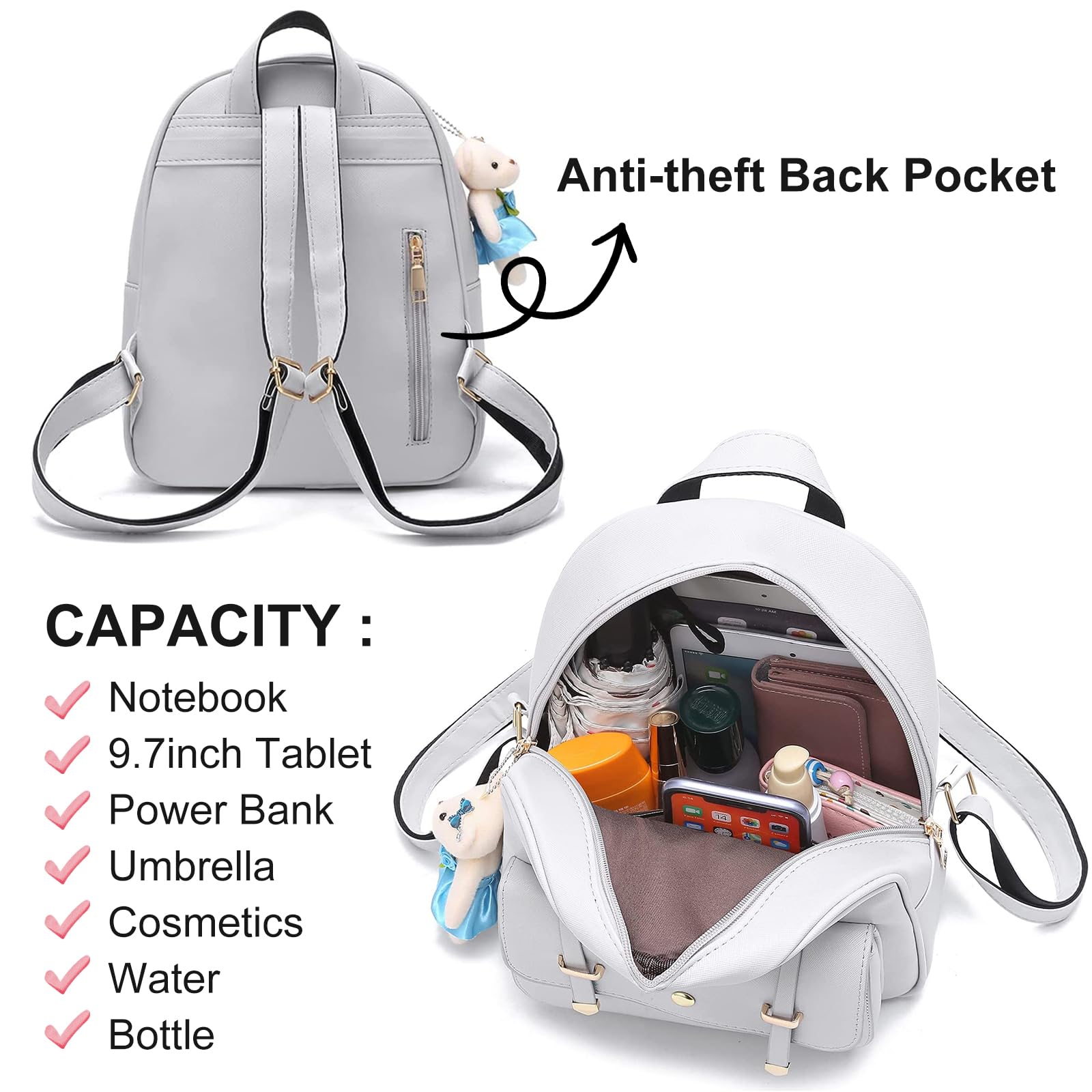 Cute Mini Backpack for Girls - Small PU Leather Backpack Purse Set for Teens & Kids | School, Travel, Shopping & Daily Use