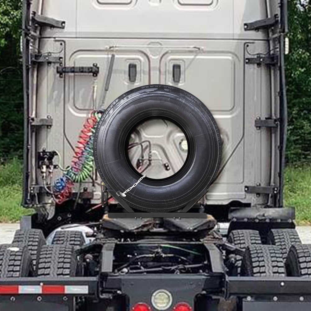 Heavy Duty Semi-Truck Spare Tire Carrier - Secure & Easy Mount Spare Wheel Holder for Commercial Trucks | Roadside Emergency & Long Haul Travel Essential