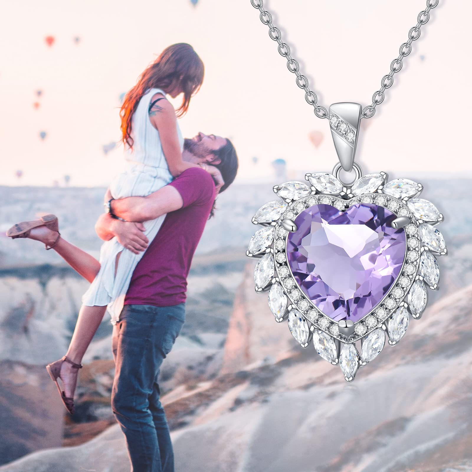 Natural Amethyst Necklace for Women - 925 Sterling Silver Purple Crystal Pendant Jewelry | Elegant Engagement, Wedding & Anniversary Gift | Perfect for Spiritual Healing, Meditation & Special Occasions