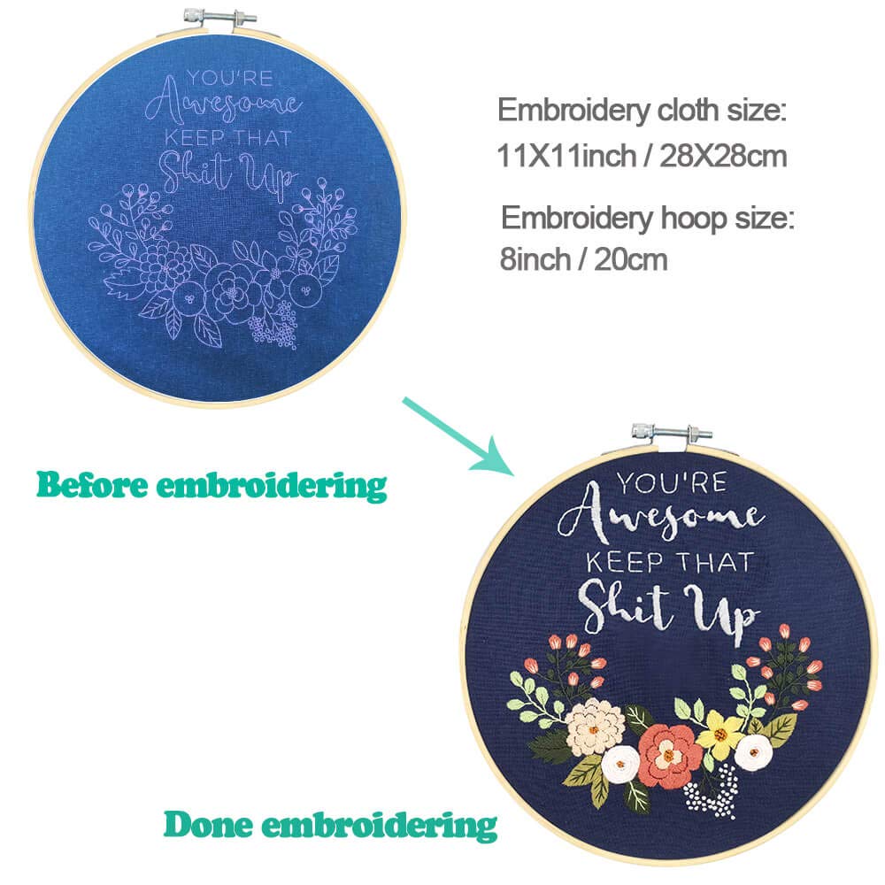 Mother's Day Gift Ideas for Mom - Beginner Embroidery Kit with Cross Stitch Supplies - DIY Craft Starter Set for Women | Perfect Birthday Present for Daughter, Best Friend & Coworker | Home Decor & Relaxation Hobby