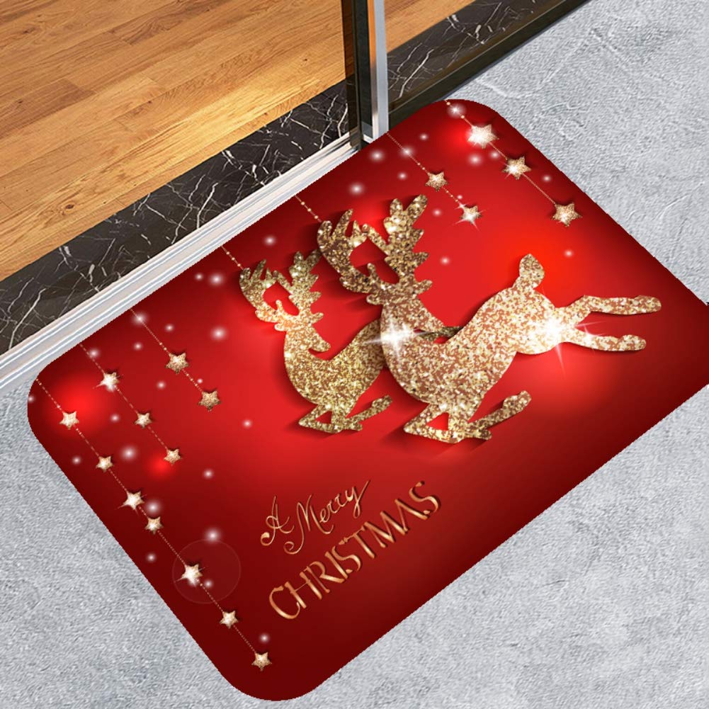 ESHOO Non-Slip Christmas Flannel Bath Rug - 16x24 Inch Holiday Kitchen Floor Mat for Home Decor, Cozy Winter Gift Idea | Perfect for Bathroom, Bedside & Entryway