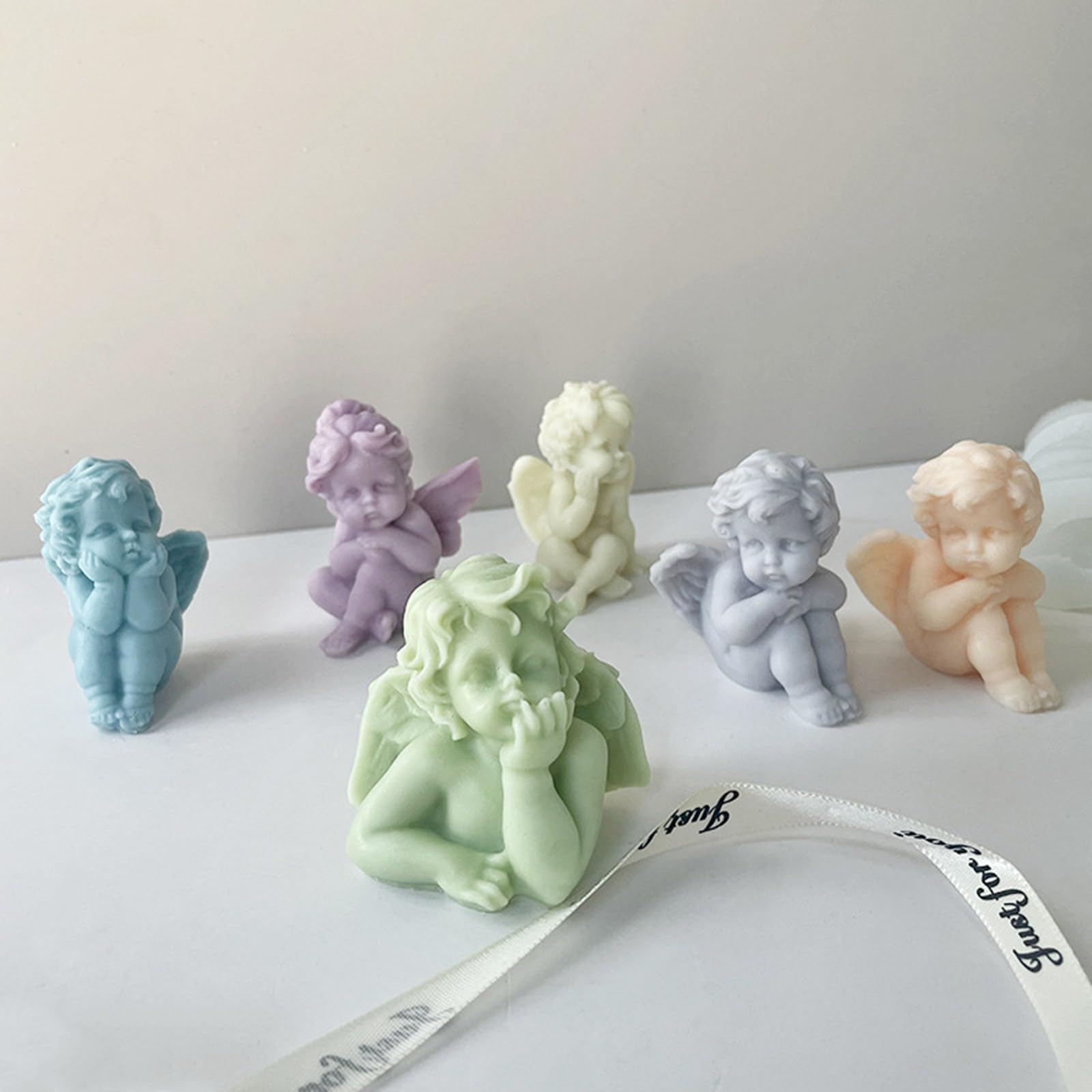 5Pcs 3D Angel Silicone Molds for Candle, Soap, Resin Art - Mini Cherub Molds for Chocolate, Candy, Cake Decor, Soy Wax, Polymer Clay & Plaster - Perfect for DIY Crafts, Home Decor & Gift Making