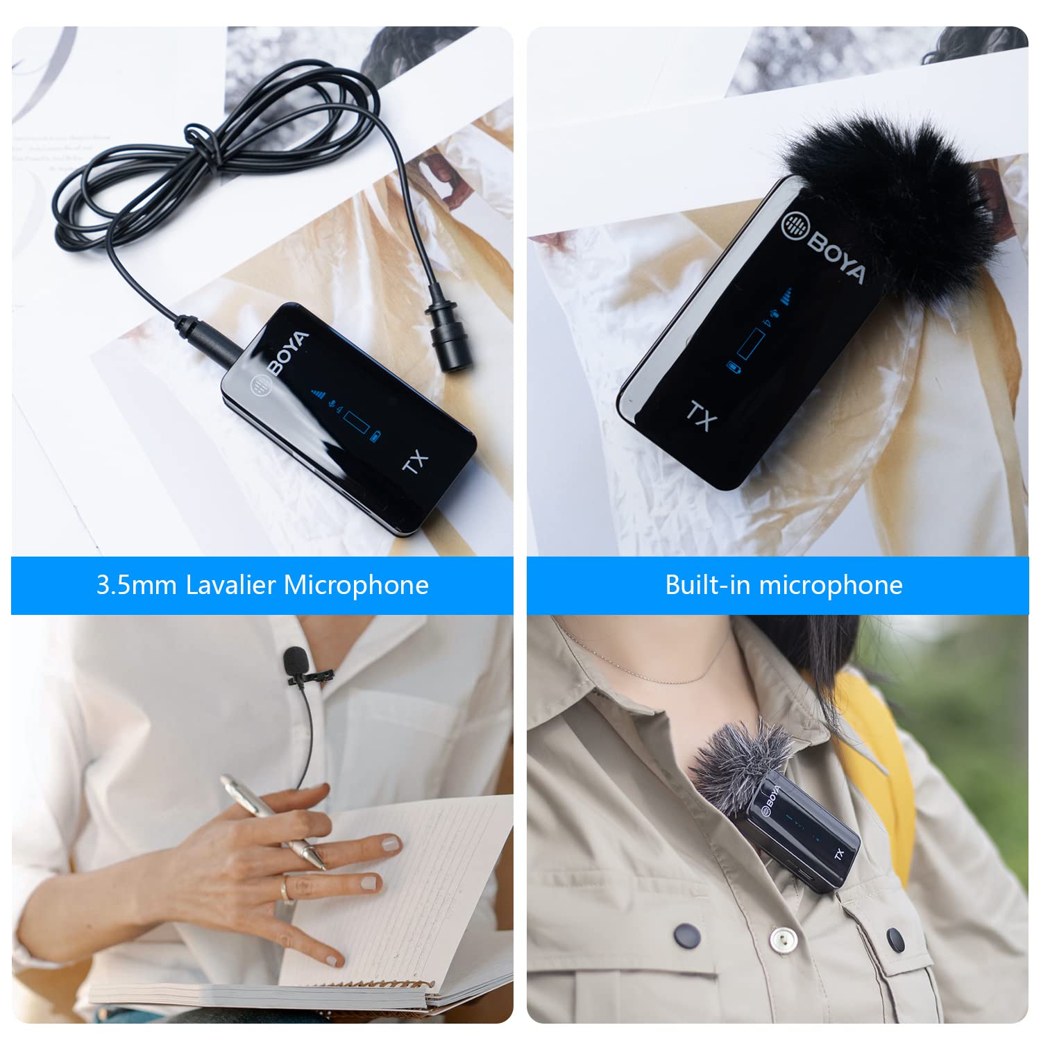 BOYA BY-XM6 K1 2.4G Wireless Lavalier Microphone - Compact Rechargeable Lapel Mic for iPhone, iPad, Android, Camera - 7-Hour Battery, 328ft Range, LED Display - Perfect for Vlogging, Interviews, Live Streaming & Podcasting