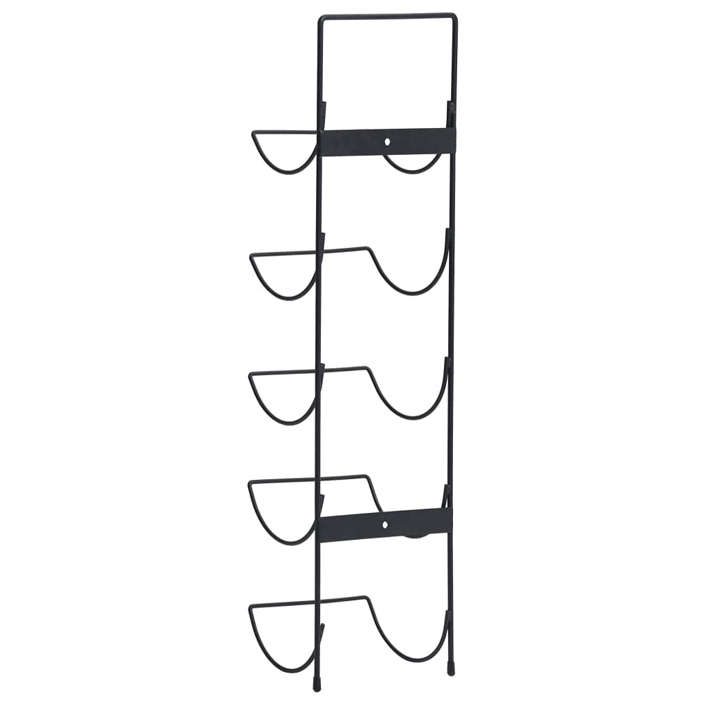 vidaXL Wall Mounted 5-Bottle Wine Rack - Durable Black Iron Wine Storage - Space Saving Home Bar Decor - Perfect for Kitchen, Dining Room & Wine Cellar Organization