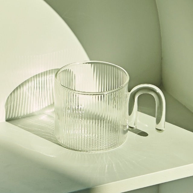 Vintage Ripple Glass Mug - 12oz Retro Design Coffee Cup for Home, Office & Gifts - Perfect for Hot & Cold Beverages, Smoothies & Cocktails