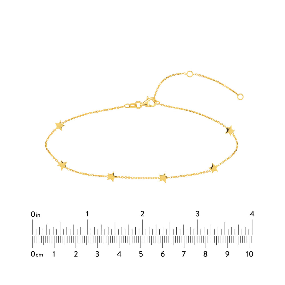 14K Gold Mini Star Adjustable Anklet - Dainty Ankle Bracelet for Women, Trendy Layering Jewelry for Everyday Wear & Special Occasions