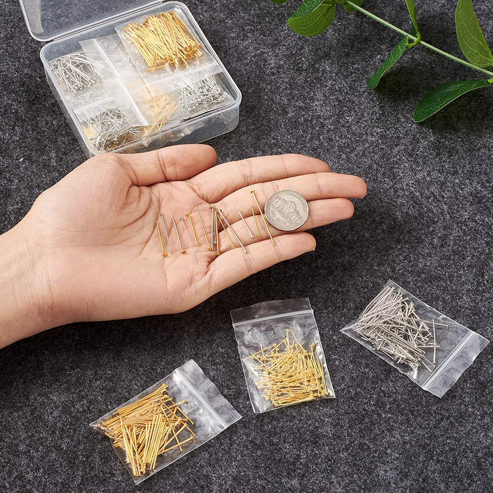 1600Pcs/Box Iron Flat Head Pins & Brass Ball Head Pins Set - Gold & Silver DIY Jewelry Making Needles for Beading, Crafting, Earrings & Necklace Accessories Wholesale - Perfect for Jewelry Designers, Craft Enthusiasts & Small Business Owners