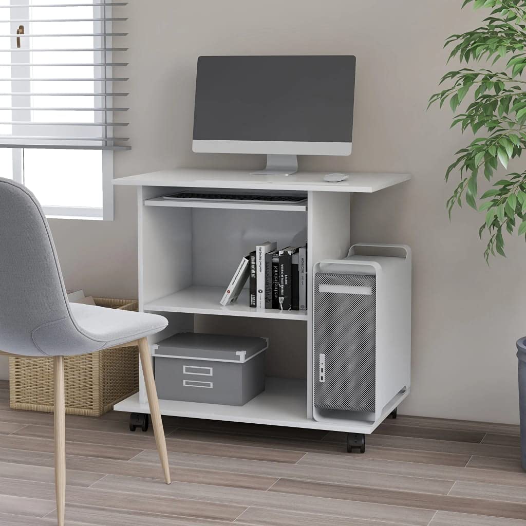 Modern White High Gloss Computer Desk 31.5