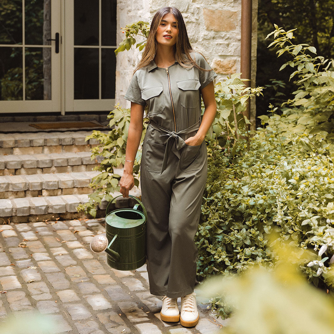 Stylish Olive Green City Jumpsuit for Women - Trendy One Piece Outfit for Urban Fashion, Workwear & Casual Wear