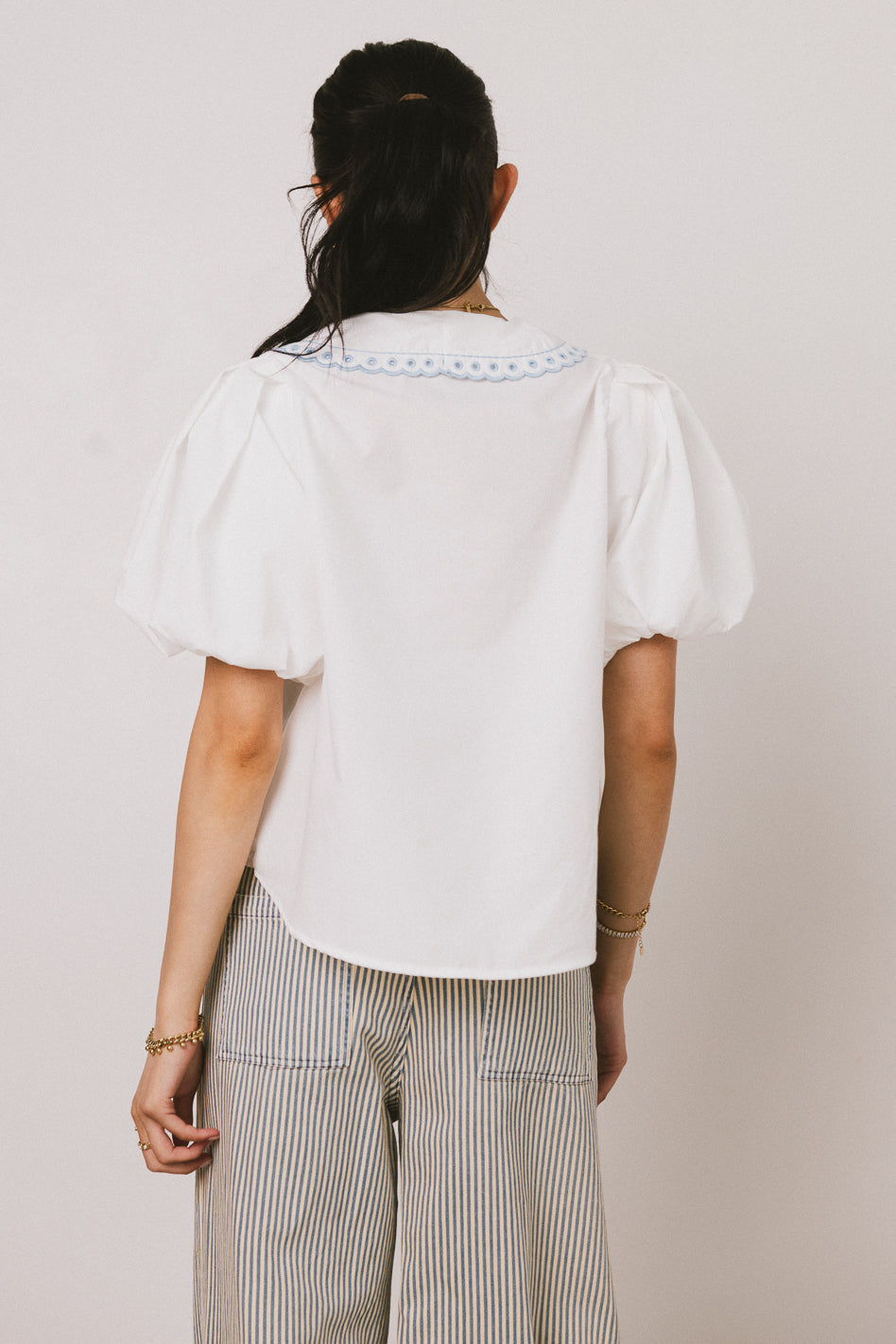 Lara Embroidered Blouse Women's Off White Floral Lace Top - Perfect for Spring Summer Office Wear & Casual Outings
