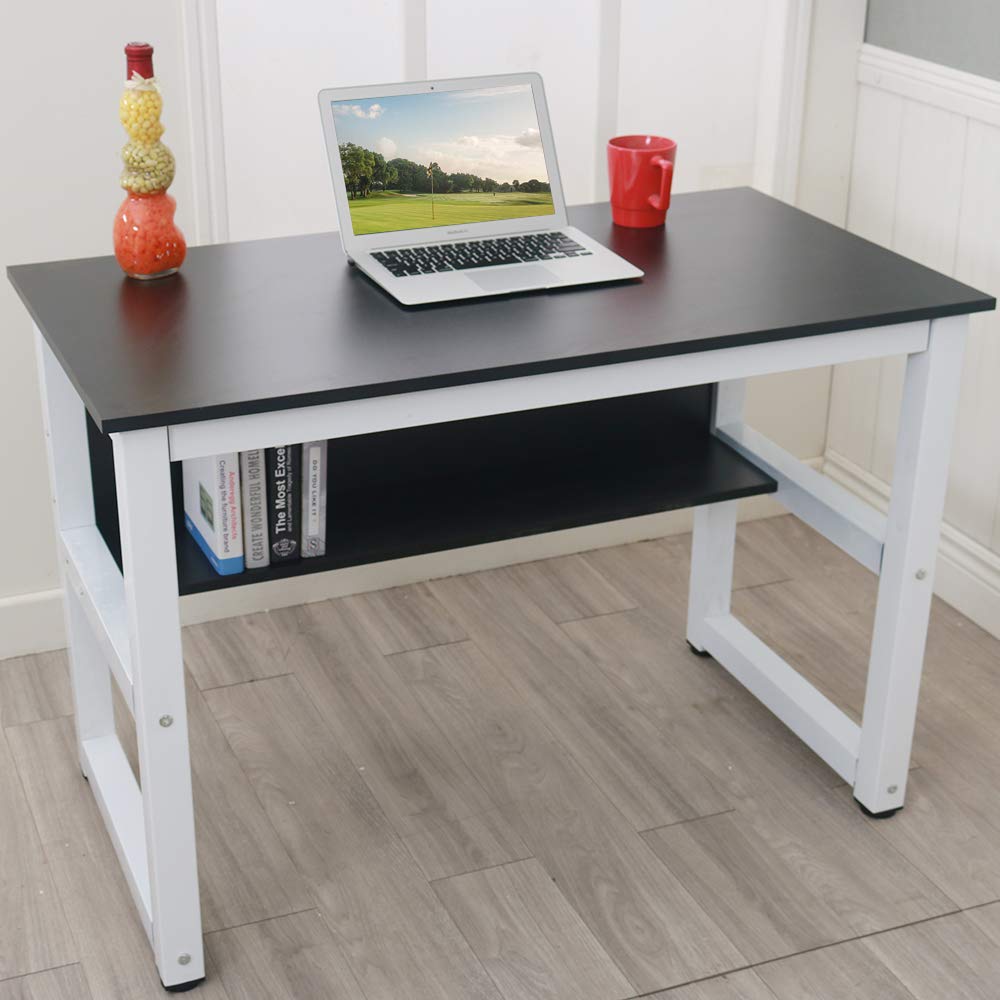 Modern Writing Desk for Home Office - Ergonomic Study Desk with Storage | Perfect for Remote Work, Online Classes & Small Spaces