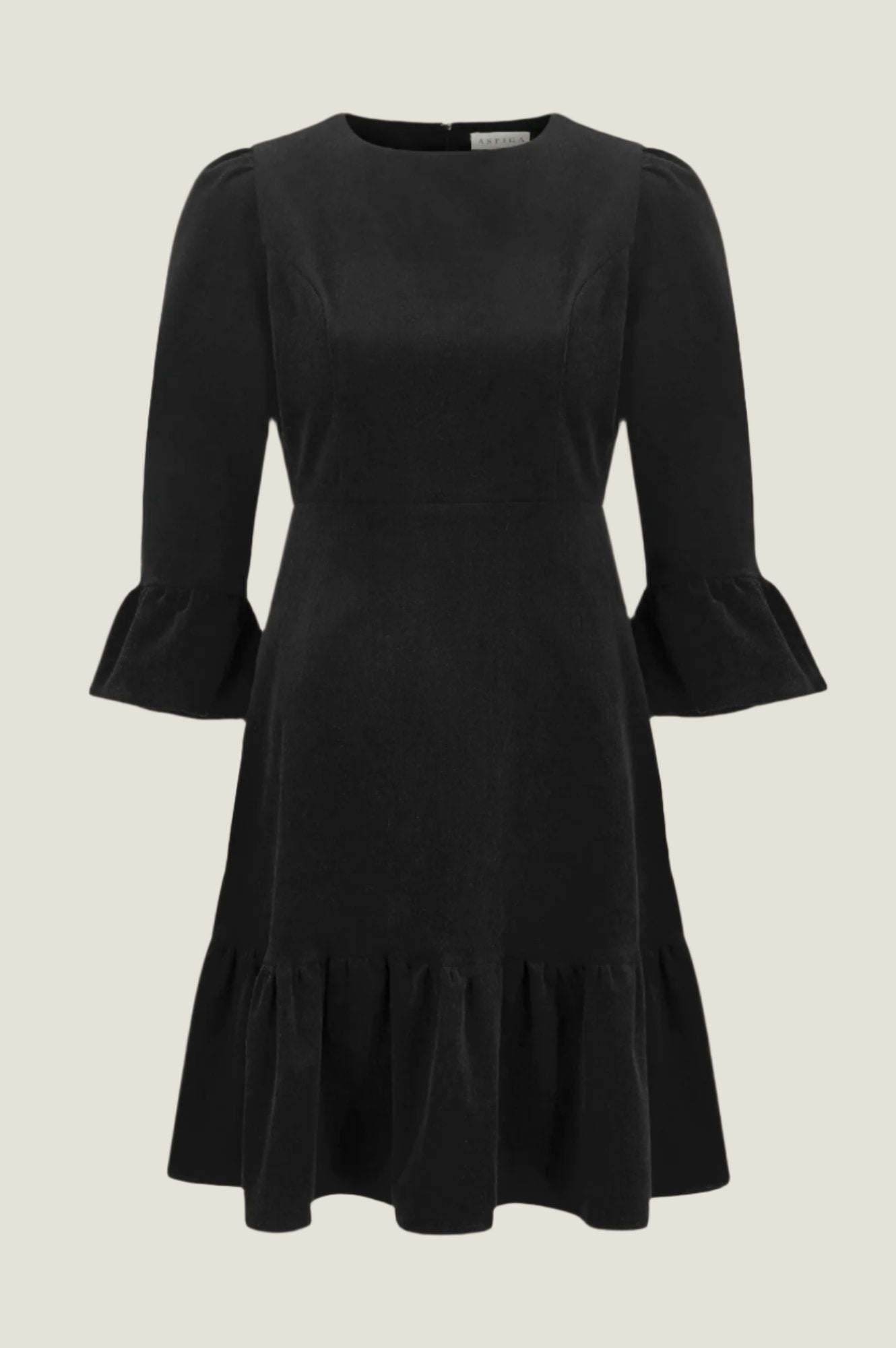 Victoria Women's Short Sleeve Stretch Corduroy Dress in Black - Perfect for Casual Outings, Office Wear & Fall Fashion