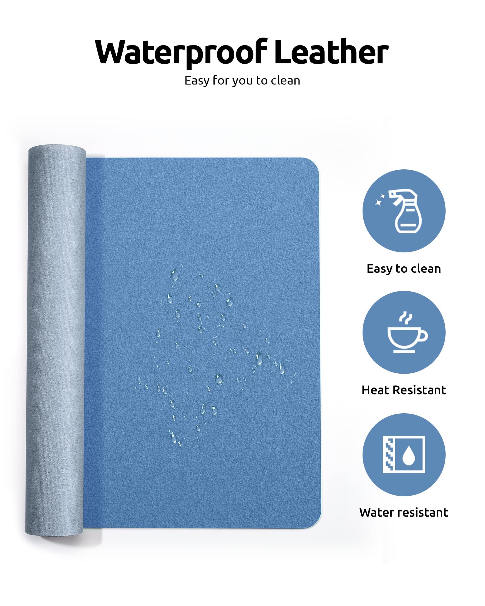 YSAGi Large PU Leather Desk Protector - Non-Slip Office Mat, Mouse Pad & Writing Surface - Waterproof Laptop Desk Blotter for Home & Office Workspace (23.6