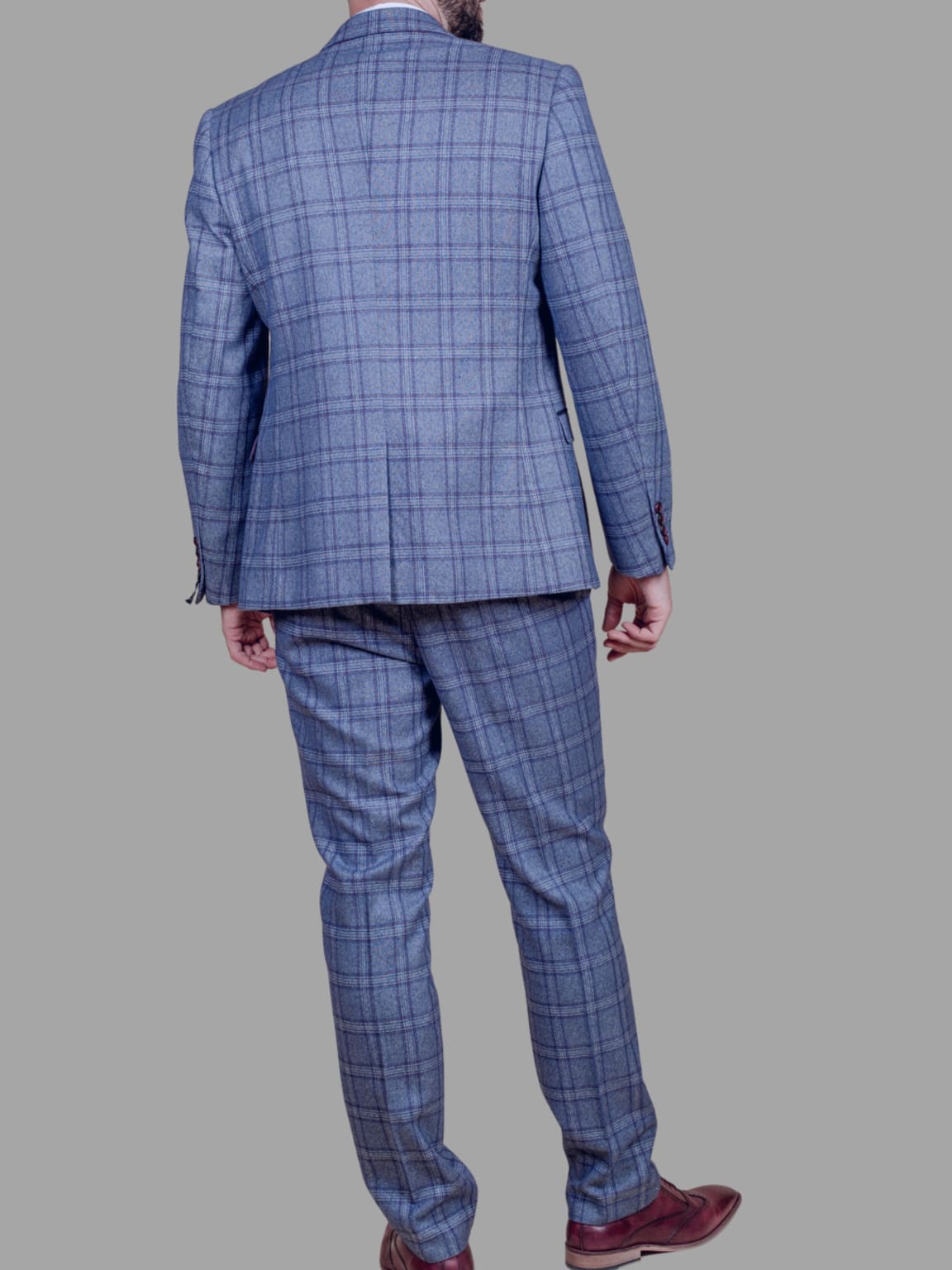 Marc Darcy Clinton Men's Blue Tweed Check Blazer - Classic Slim Fit Formal Jacket for Business, Wedding & Office Wear