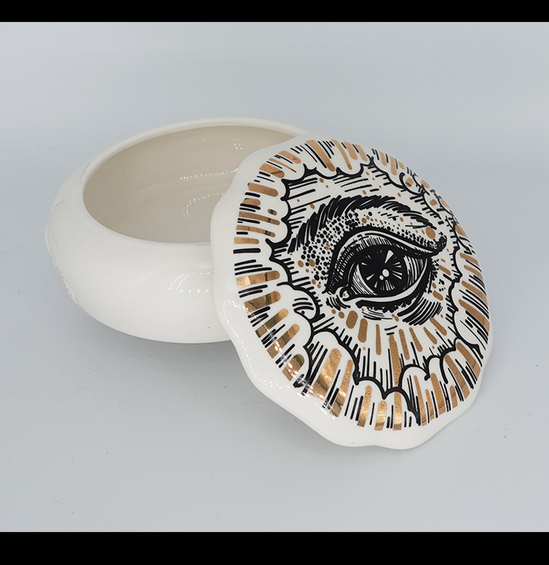 Mystic Eye Ceramic Jewelry Box - Handmade Decorative Storage for Rings, Earrings & Small Treasures - Perfect for Vanity, Dresser or Gift Giving