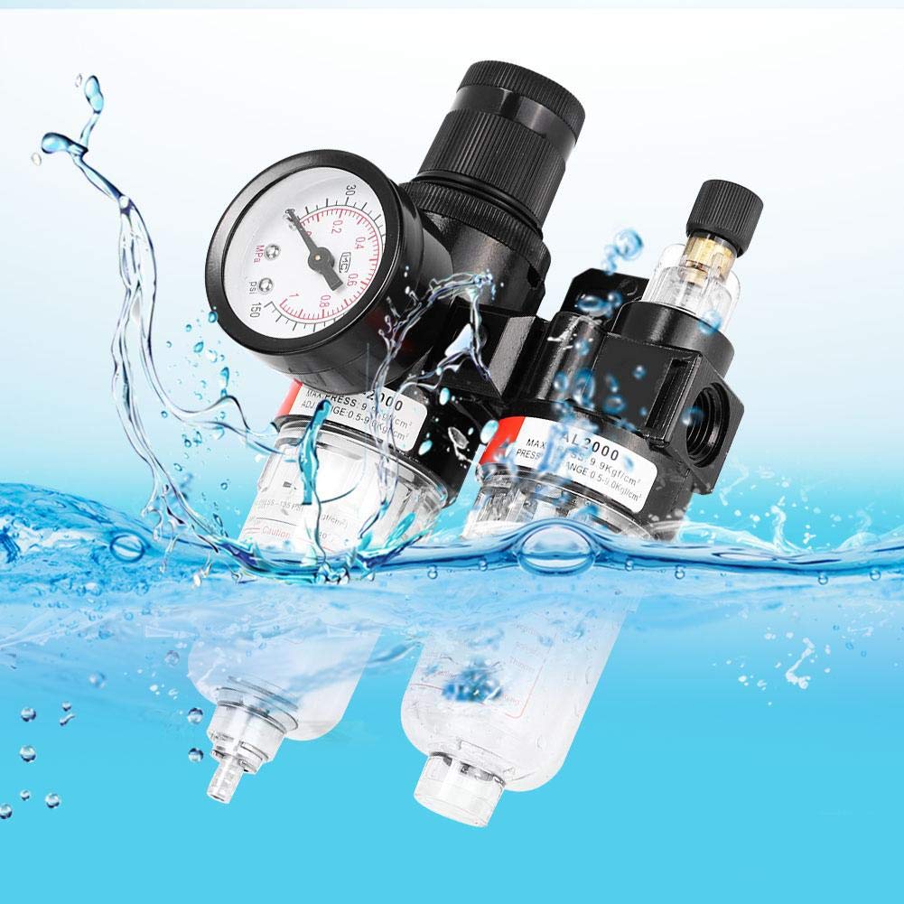 AUNMAS G1/4in AFC2000 Oil Water Separator Air Compressor Filter Regulator - High Efficiency Filtration for Home & Industrial Use - Perfect for Pneumatic Tools, HVAC Systems, and Workshop Air Lines