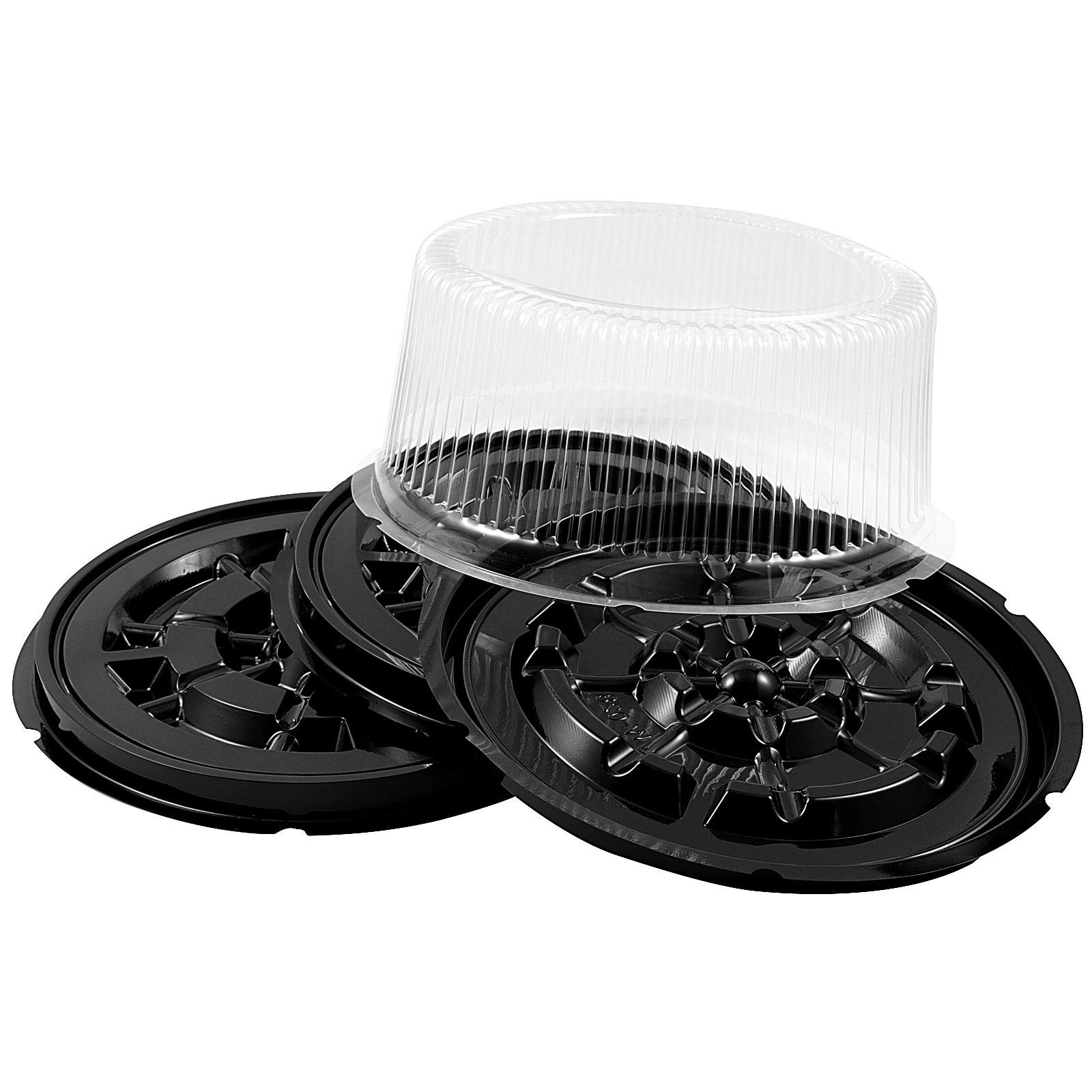 KEILEOHO 15 Pack 10 Inch Clear Disposable Plastic Cake Containers with Dome Lids - Food Safe Cake Carriers for Transport, Storage & Display | Perfect for Bakeries, Parties, Catering & Dessert Shops