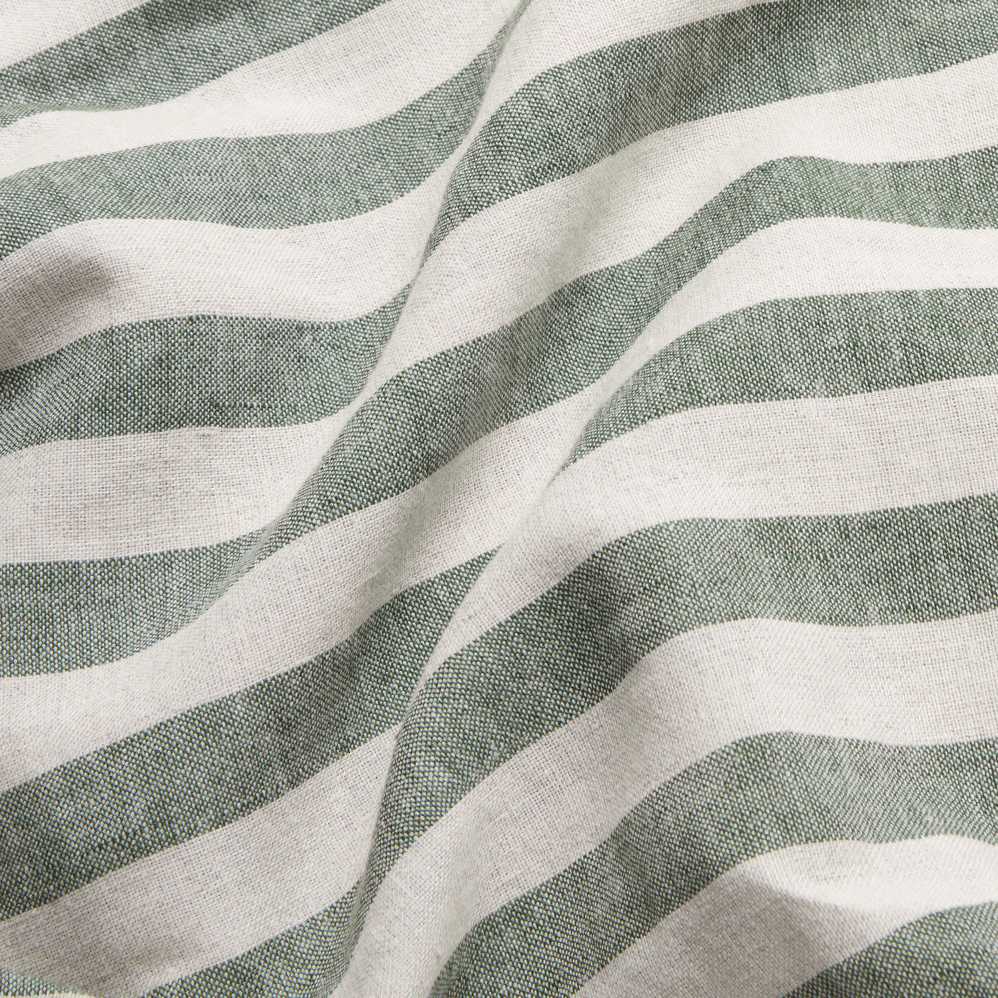 Premium Fern Pembroke Stripe Linen Blend Fitted Sheet - Soft & Breathable Bedding for Queen Size Beds - Perfect for Home, Hotel, and Guest Room Decor