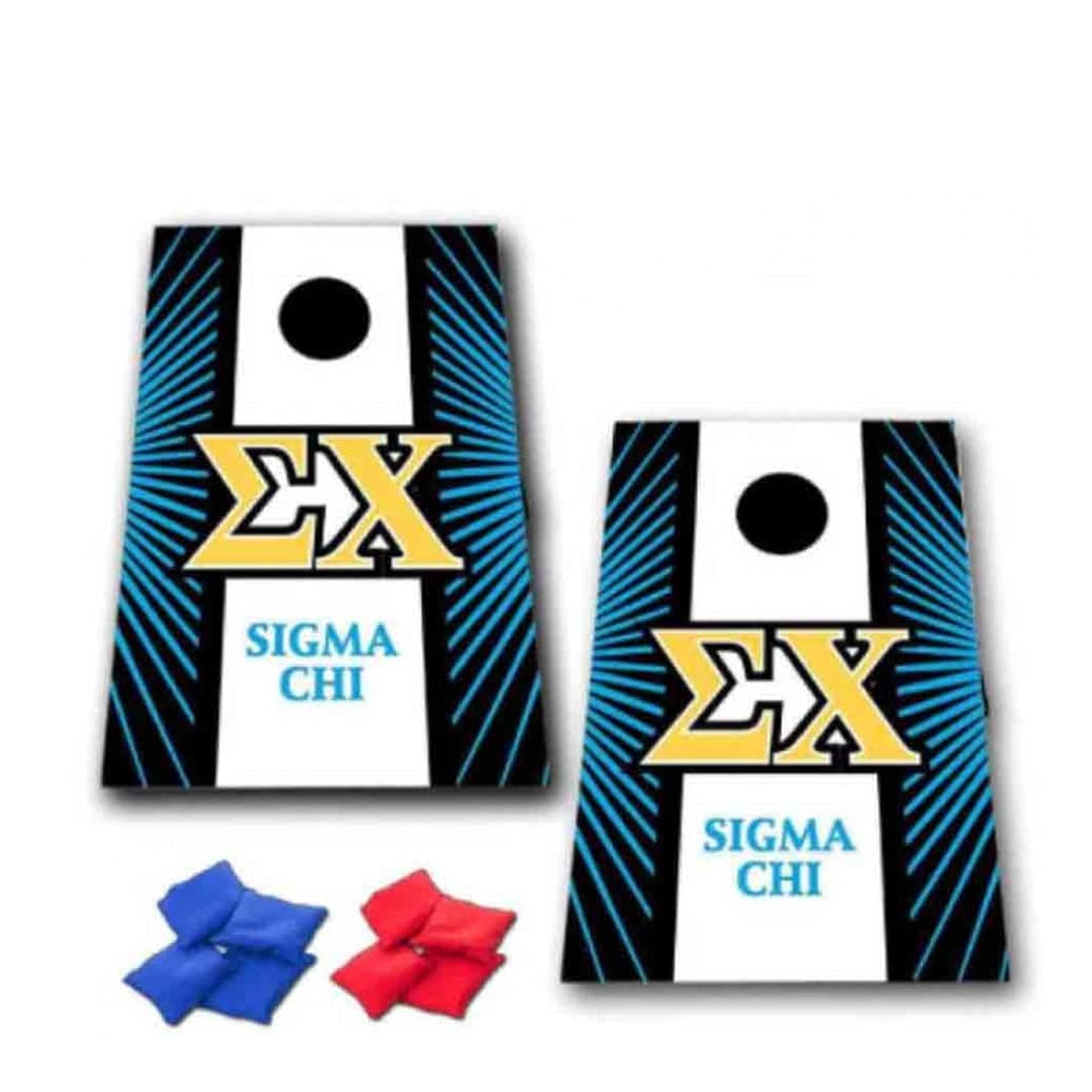 Sigma Chi Cornhole Bag Toss Game Set with 8 Bags - Starburst & Stripe Design for Outdoor Tailgating, Backyard Parties, and College Events | VictoryStore Premium Cornhole Game