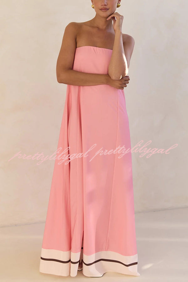 Sexy Tube Top Back Zipper Loose Maxi Dress with Unique Print - Summer Beach Party, Vacation, Date Night Outfit