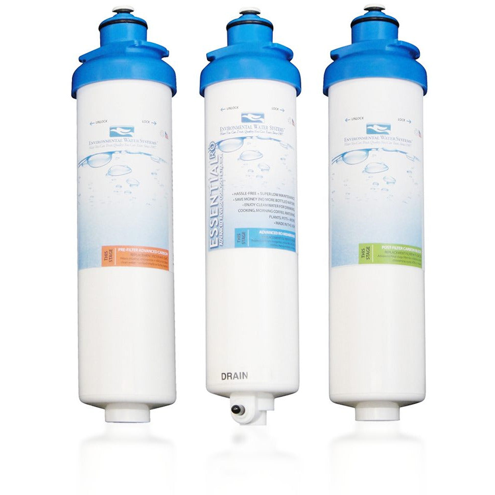 EWS Essential RO3 Water Filter Set - High Performance Reverse Osmosis System for Clean Drinking Water | Perfect for Home, Office, and RV Use