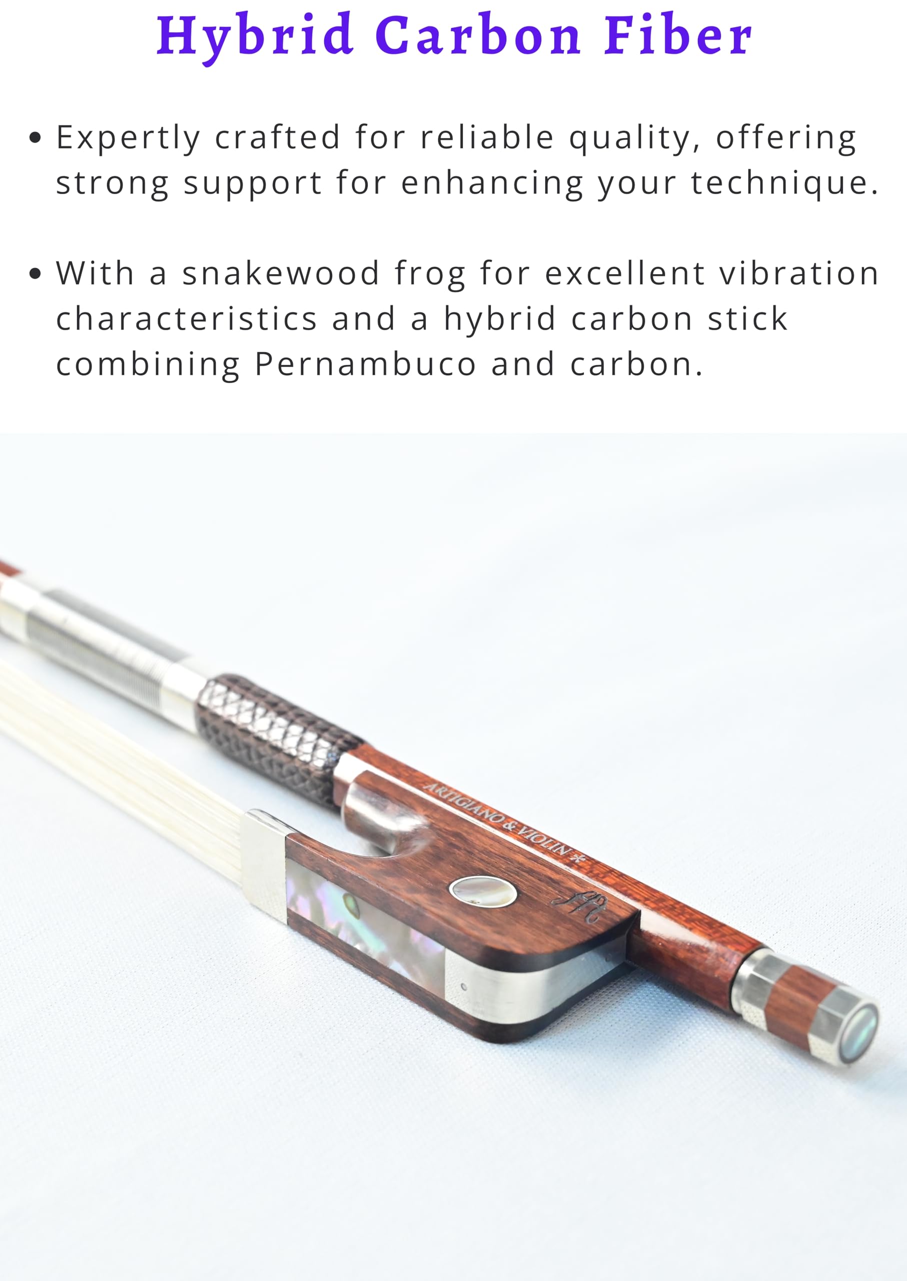 Premium Hybrid Carbon Fiber Viola Bow with Snakewood Frog - Professional Grade AW-402 for Classical & Contemporary Performances - Perfect for Orchestras, Soloists & Music Students