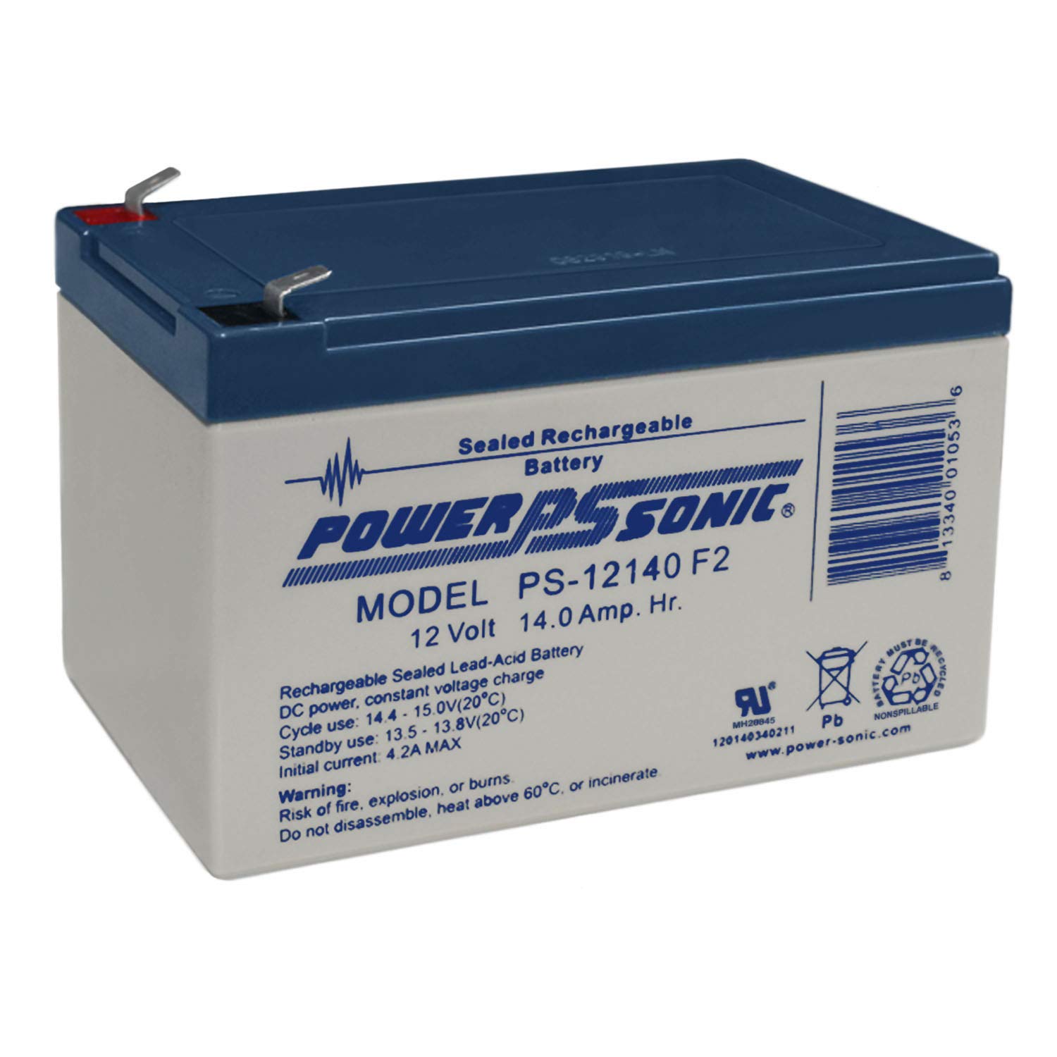 Power Sonic 12V 14Ah F2 Sealed Lead Acid Replacement Battery for MotoTec 24V Electric Scooter - Perfect for Kids Ride-On Cars, Mobility Scooters & Power Wheels