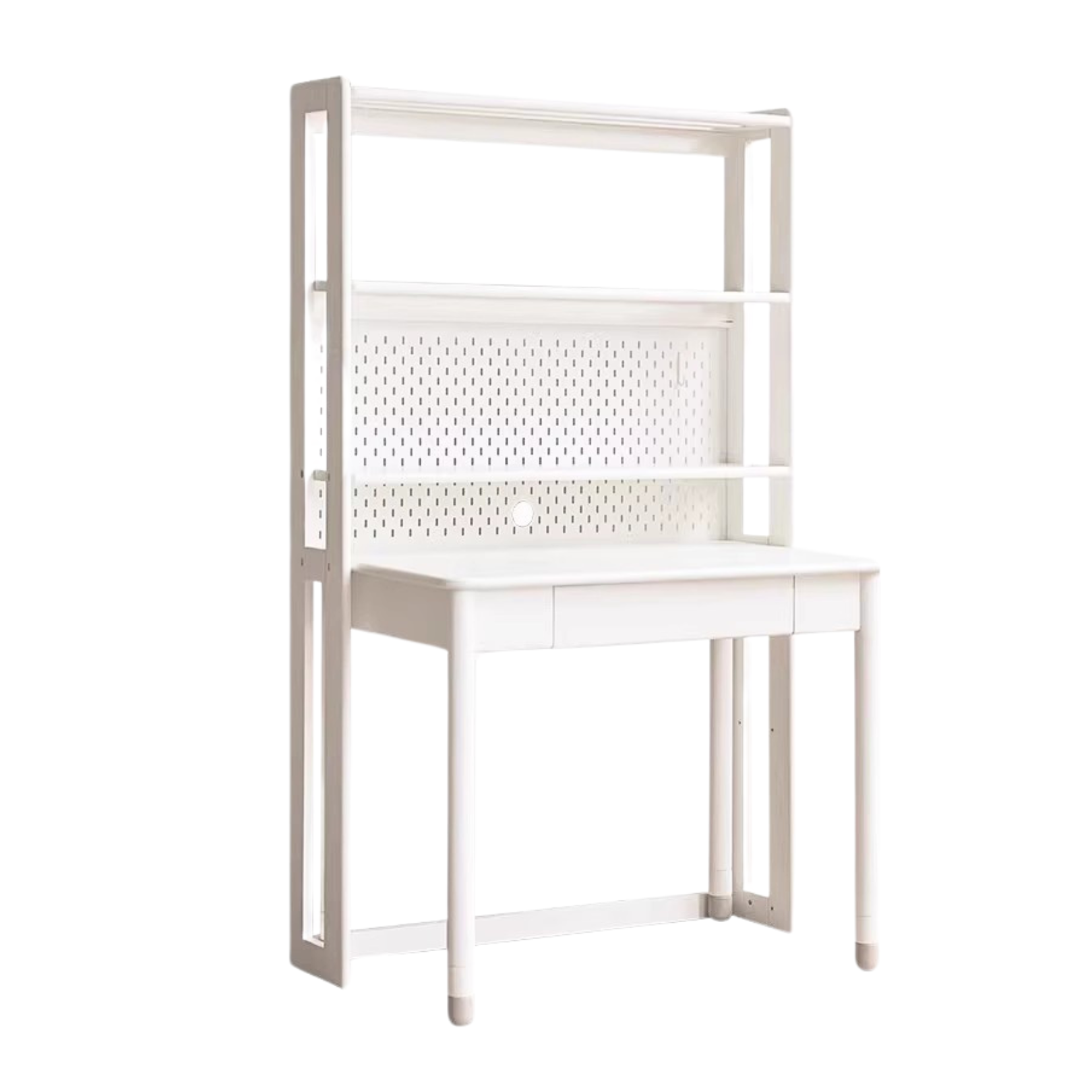 Birch Solid Wood Bookshelf - Modern Cream Floor Standing Bookcase with Adjustable Study Desk for Kids | Perfect for Children's Bedroom, Nursery, and Home Office Organization
