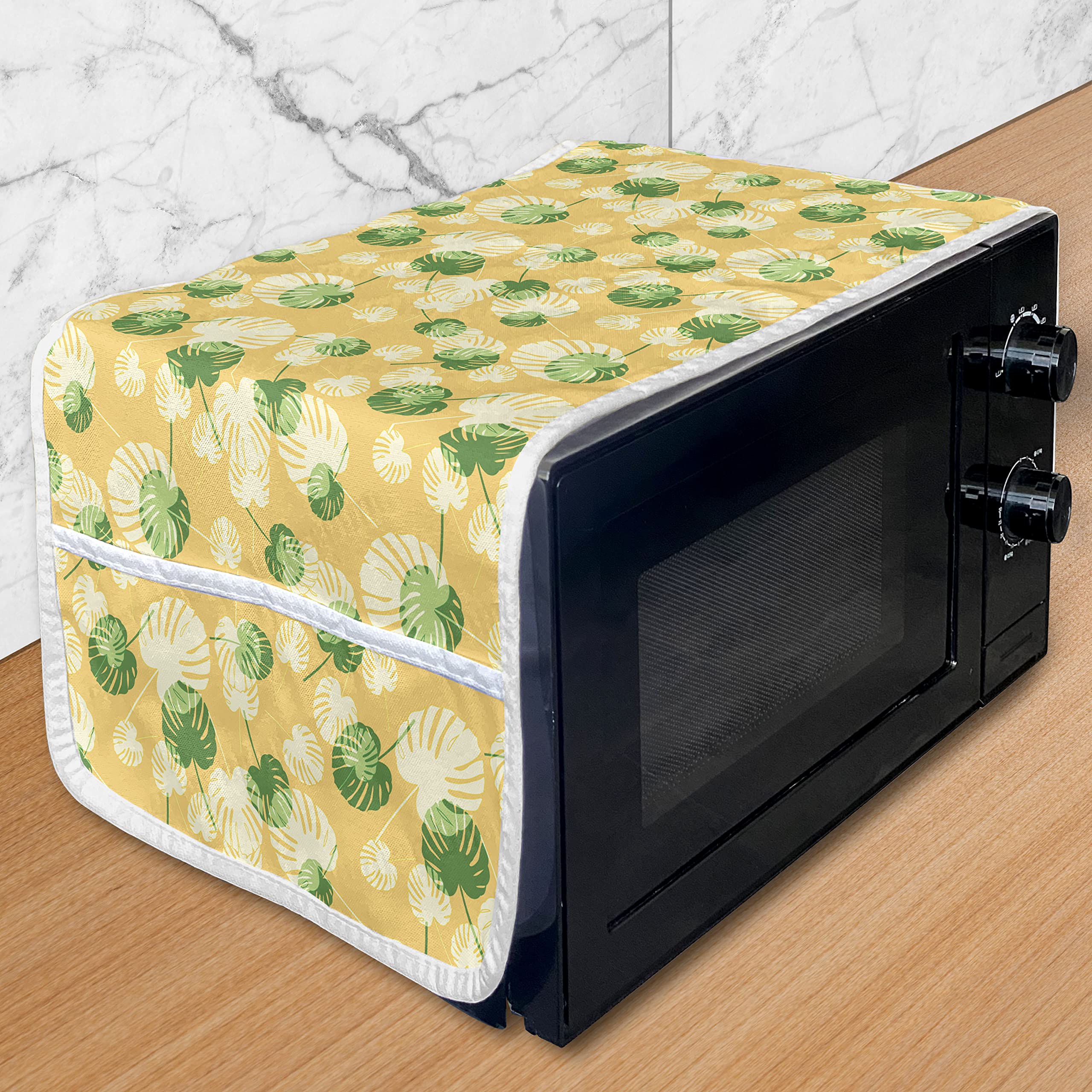 Ambesonne Tropical Microwave Cover - Waterproof Kitchen Organizer with Pockets, 36