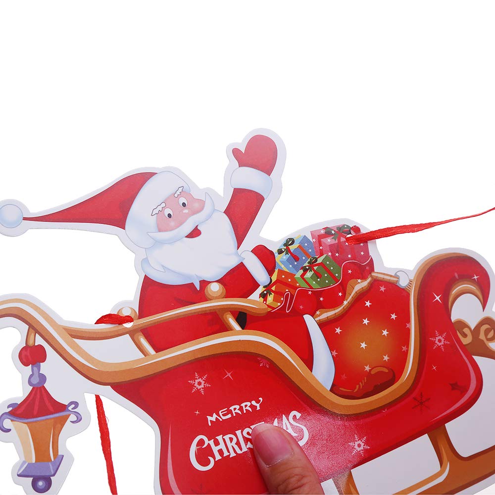 CCINEE 9-Piece Christmas Paper Banners Set - Santa and Reindeer Bunting Garland Decorations for Doors, Walls & Windows | Holiday Party Supplies for Home, Office & Classroom Decor