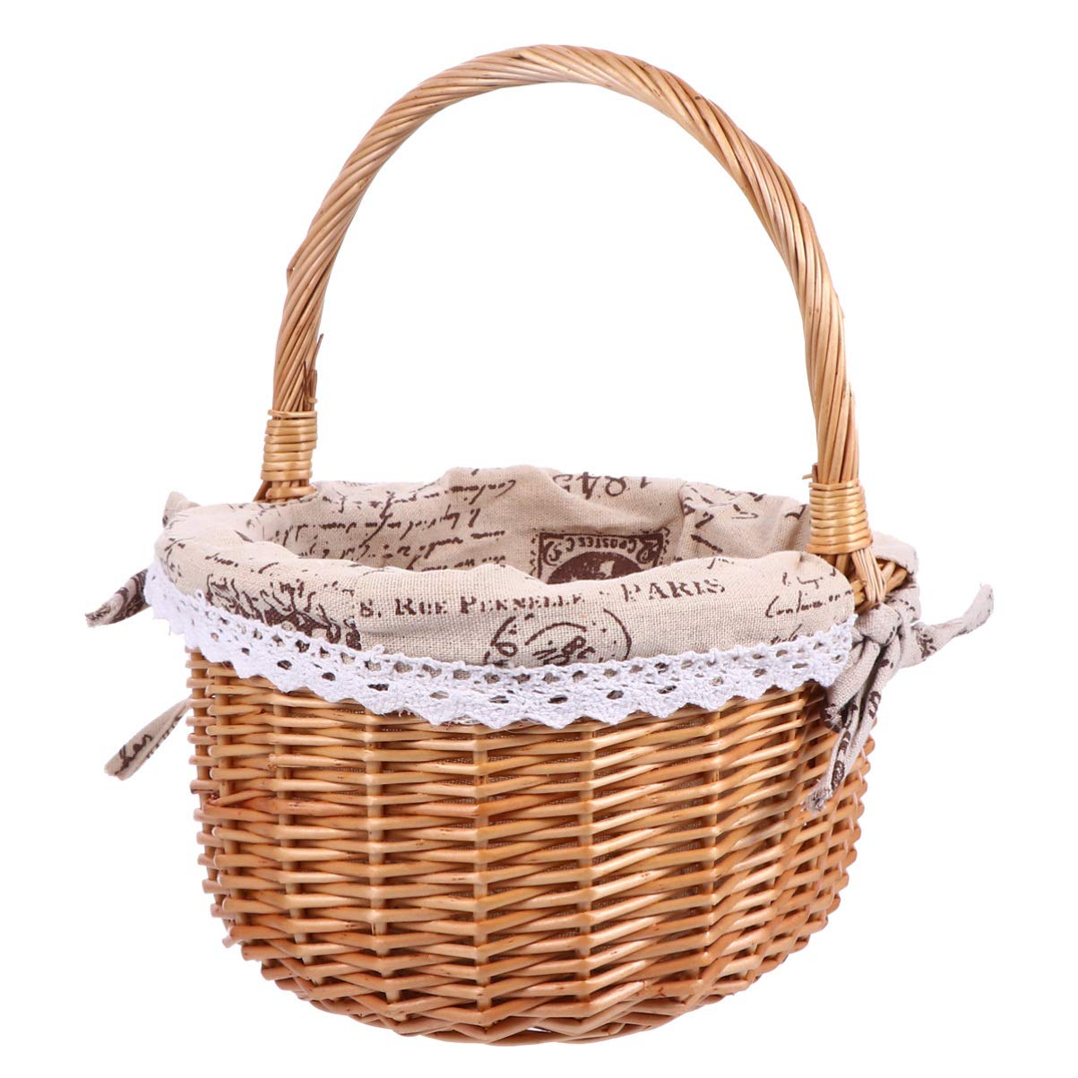 Handmade Woven Willow Picnic Basket with Handle - Large Wicker Food Storage Container for BBQ, Wedding Gift, and Outdoor Gatherings - Perfect for Picnics, Beach Trips, and Romantic Dates