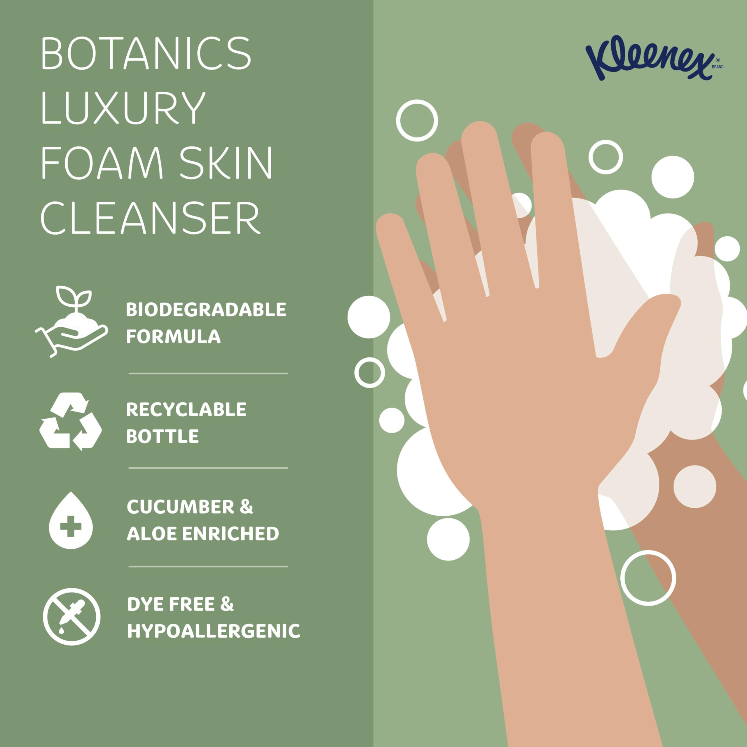 Kleenex Professional Botanics Luxury Foam Skin Cleanser (52788) - 1.2L Foaming Hand Soap Refill for Kimberly-Clark ICON & Scott Dispensers - Clear Formula with Fresh Scent - 4 Pack - Perfect for Offices, Restaurants & Public Restrooms