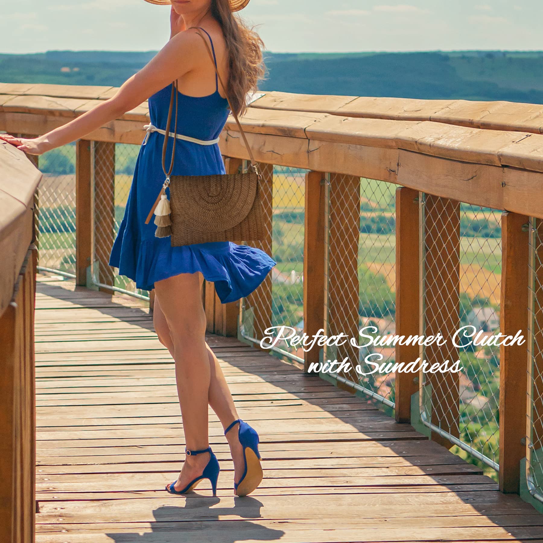 Aovtero Straw Crossbody Bag for Women - Summer Beach Purse & Wallet for Outings
