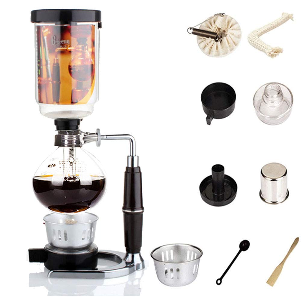 Premium Glass Coffee Syphon Vacuum Brewer - Elegant Stovetop Coffee Maker for Home & Cafe Use | Perfect for Pour-Over, Cold Brew & Specialty Coffee Preparation