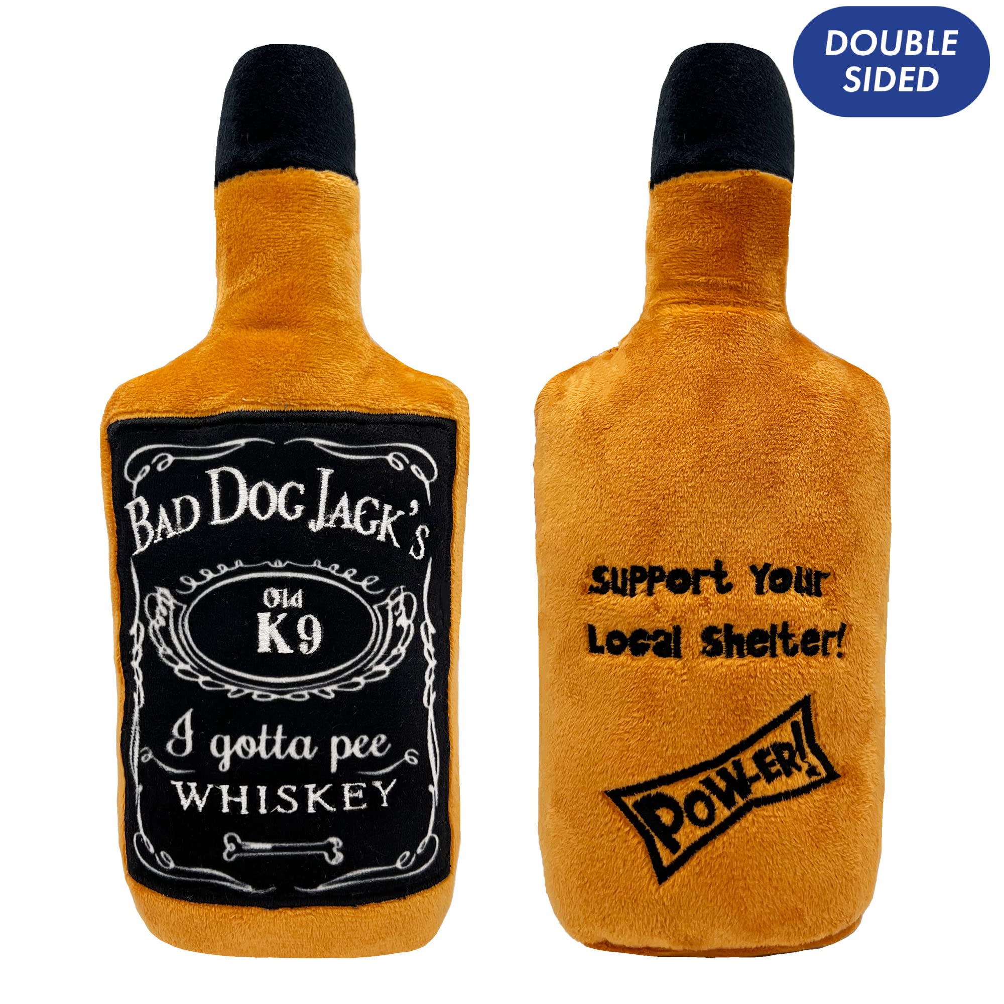 Huxley & Kent Whiskey Plush Dog Toy with Squeaker - Funny Small Dog Chew Toy for Aggressive Chewers | Durable & Safe Pet Gift for Puppies & Adult Dogs | Perfect for Playtime, Training Rewards & Birthday Presents