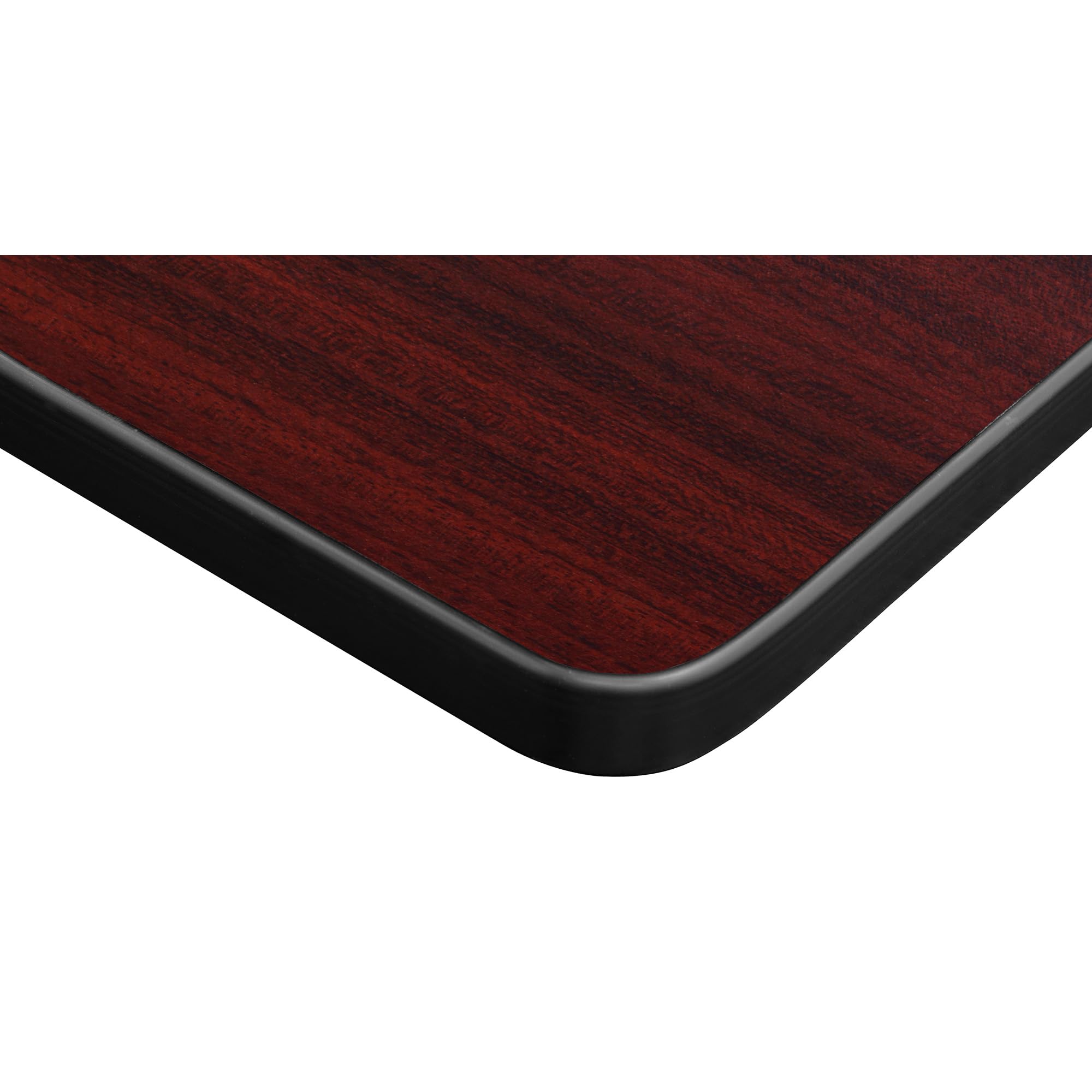 Kobe 48-Inch Flip Top Mobile Training Table with Mahogany Finish & 2 'M' Stack Chairs in Burgundy - Foldable Conference Table Set for Office Meetings, Classrooms, and Training Sessions