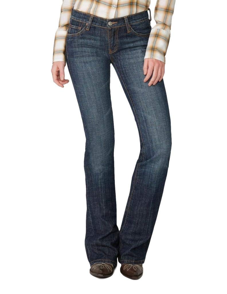 Stetson Women's 816 Classic Dark Wash Slim Fit Low Rise Bootcut Jeans - Medium Wash Size 2 | Comfortable Denim Pants for Casual Wear, Work & Everyday Outfits