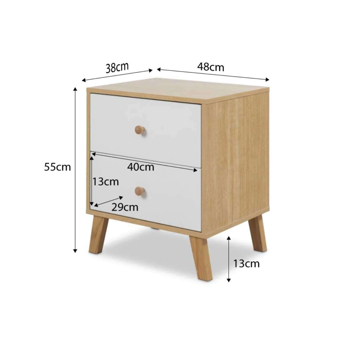Modern Aspen Bedside Table - White & Natural Wood Finish, Nightstand for Bedroom with Storage Shelf | Perfect for Small Spaces, Apartments, and Guest Rooms