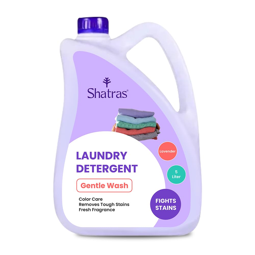 Shatras 5L Liquid Laundry Detergent - Concentrated Fabric Care for Top & Front Load Washers & Hand Washing | Gentle on Clothes, Tough on Stains | Perfect for Family Laundry, Travel & Delicate Garments