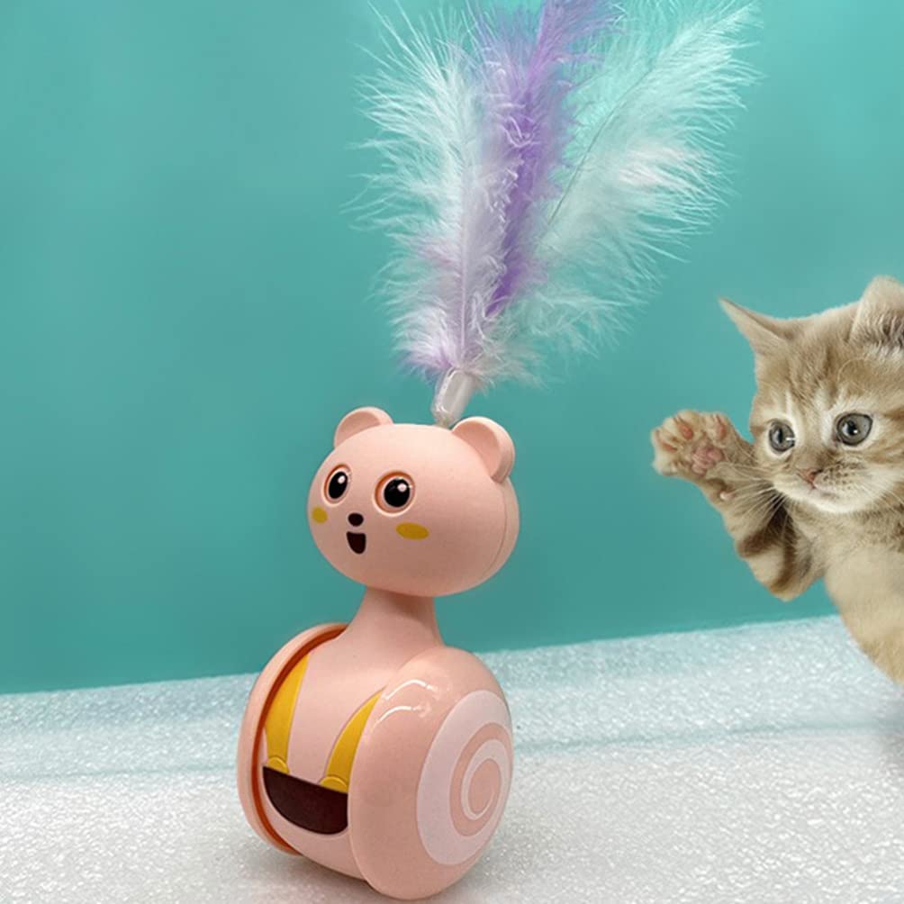 Interactive Cat Teaser Toy with Plume - Portable Tumbler Kitten Plaything for Indoor Fun - Perfect for Playtime, Exercise & Bonding with Your Pet
