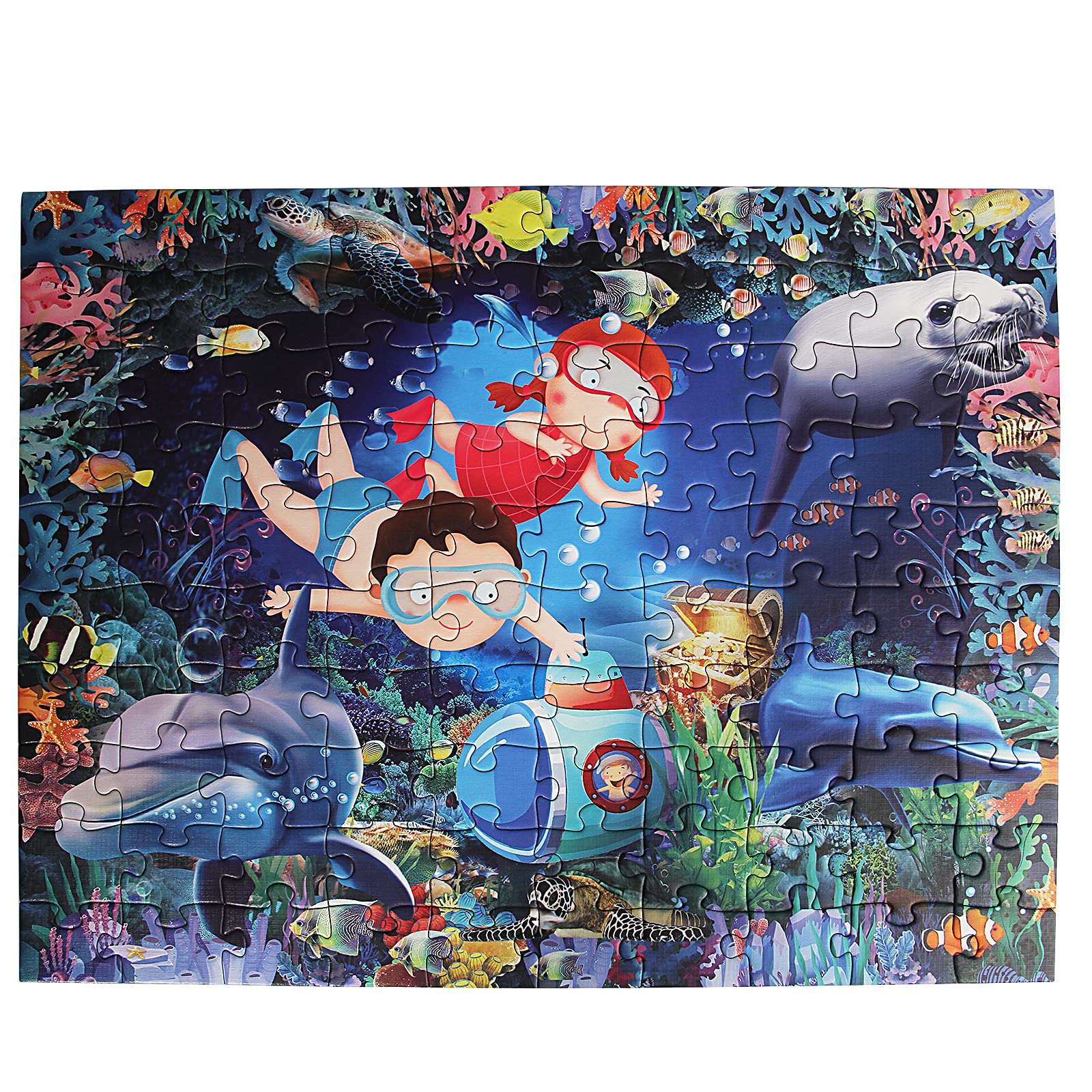 **100-Piece Ocean Explore Jigsaw Puzzle for Kids Ages 4-8 – Educational Learning Toy for Boys & Girls – Perfect Gift for Birthday & Classroom Activities**